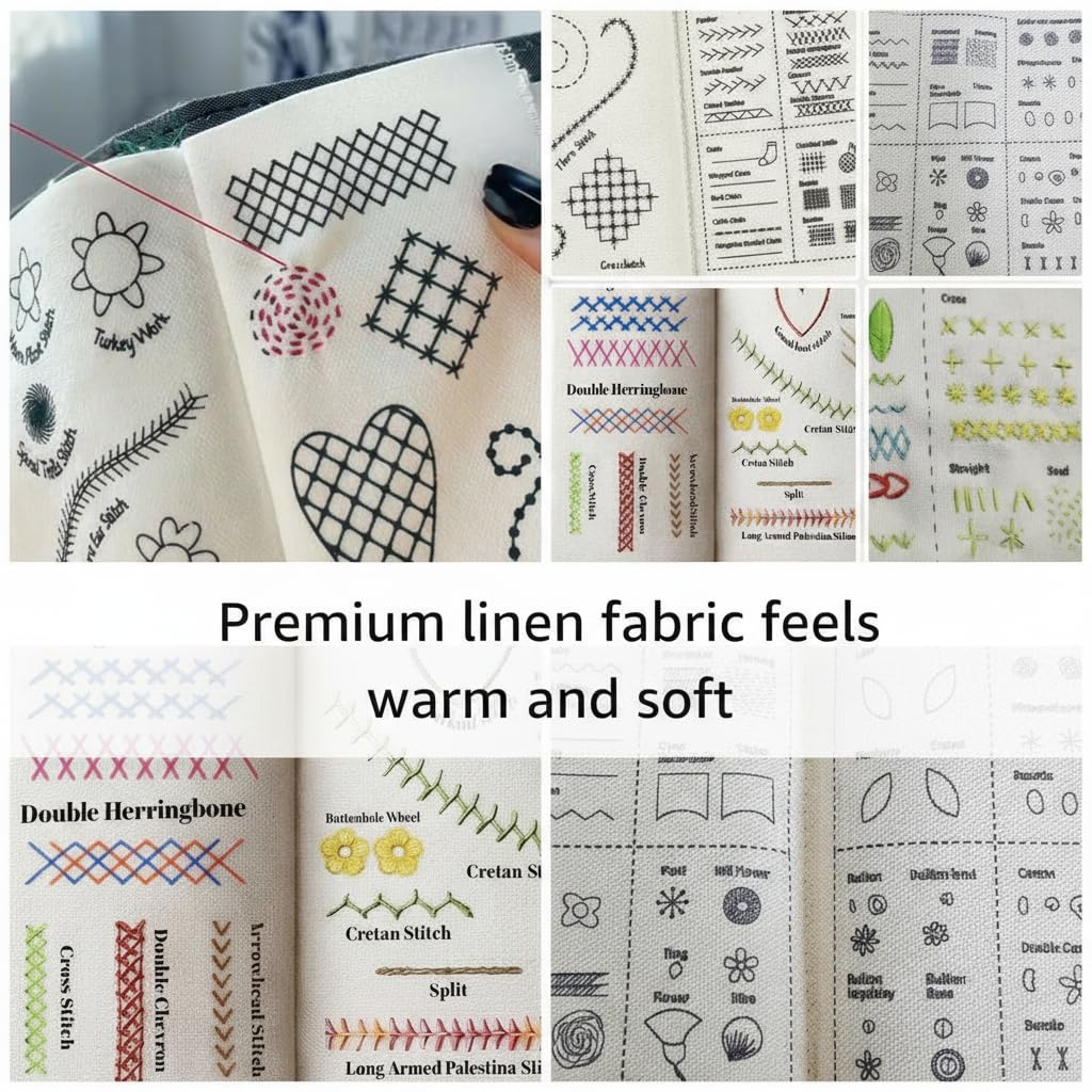 2026New Portable Embroidery Stitch Book Kit,embroidery sampler practice book diy Embroidery for beginners with instructions Gift for Easter All-Scenario Stitch Guide for Adults & Craft Lovers (1 Set)