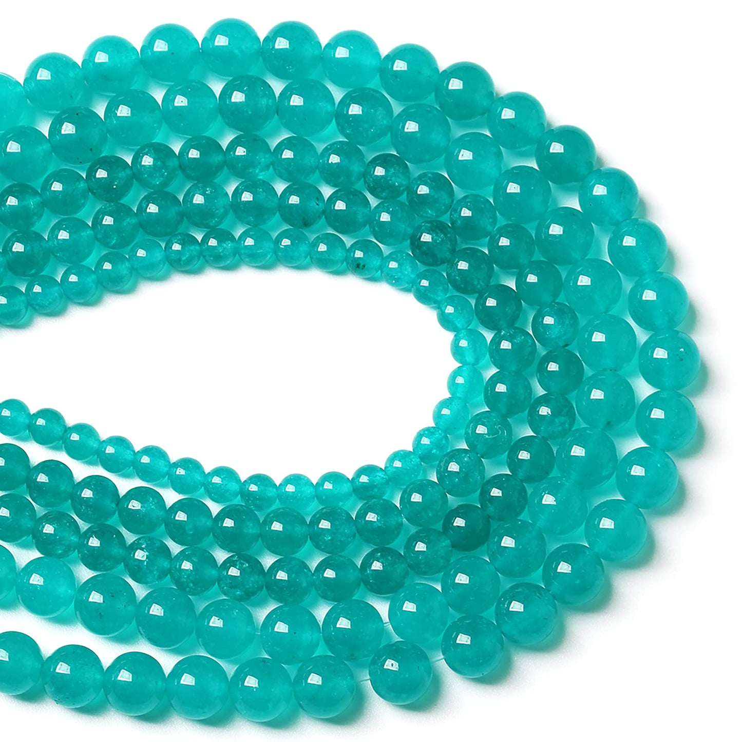61PCS 6mm Natural Stone Beads Blue Amazonite Jade Stone Round Loose Beads for Jewelry Making DIY Bracelet Necklace 15 Inch