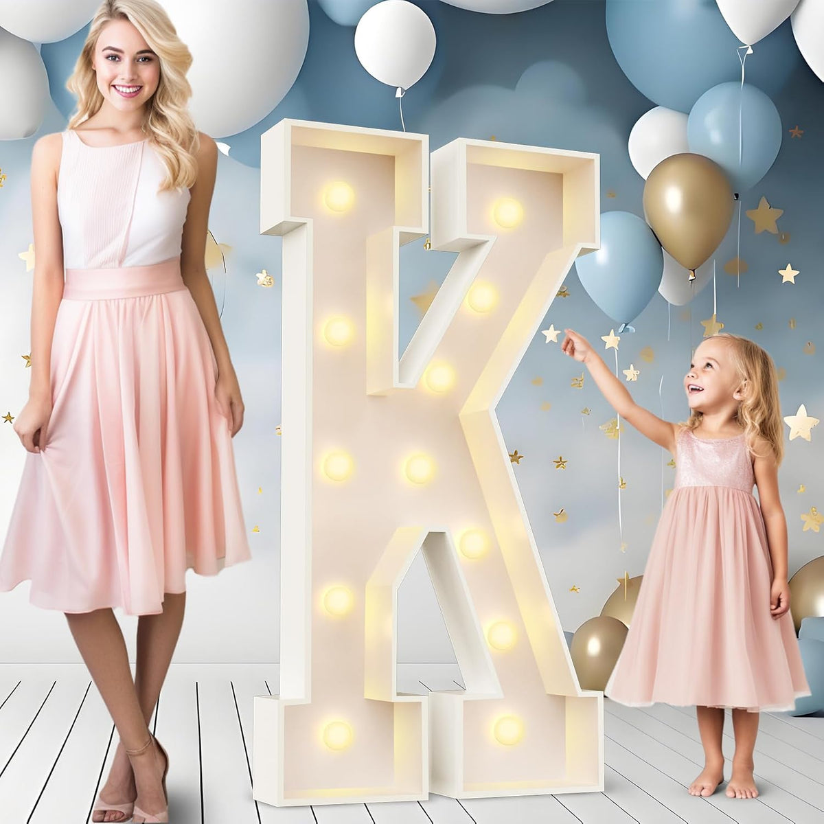 Ledido 4FT Marquee Light Up Letters Large Light Up Letters for Party Decoration, Marquee Letter for Birthday Graduation Baby Shower Wedding, Pre-cut Foam Board Assembly Required Letter K