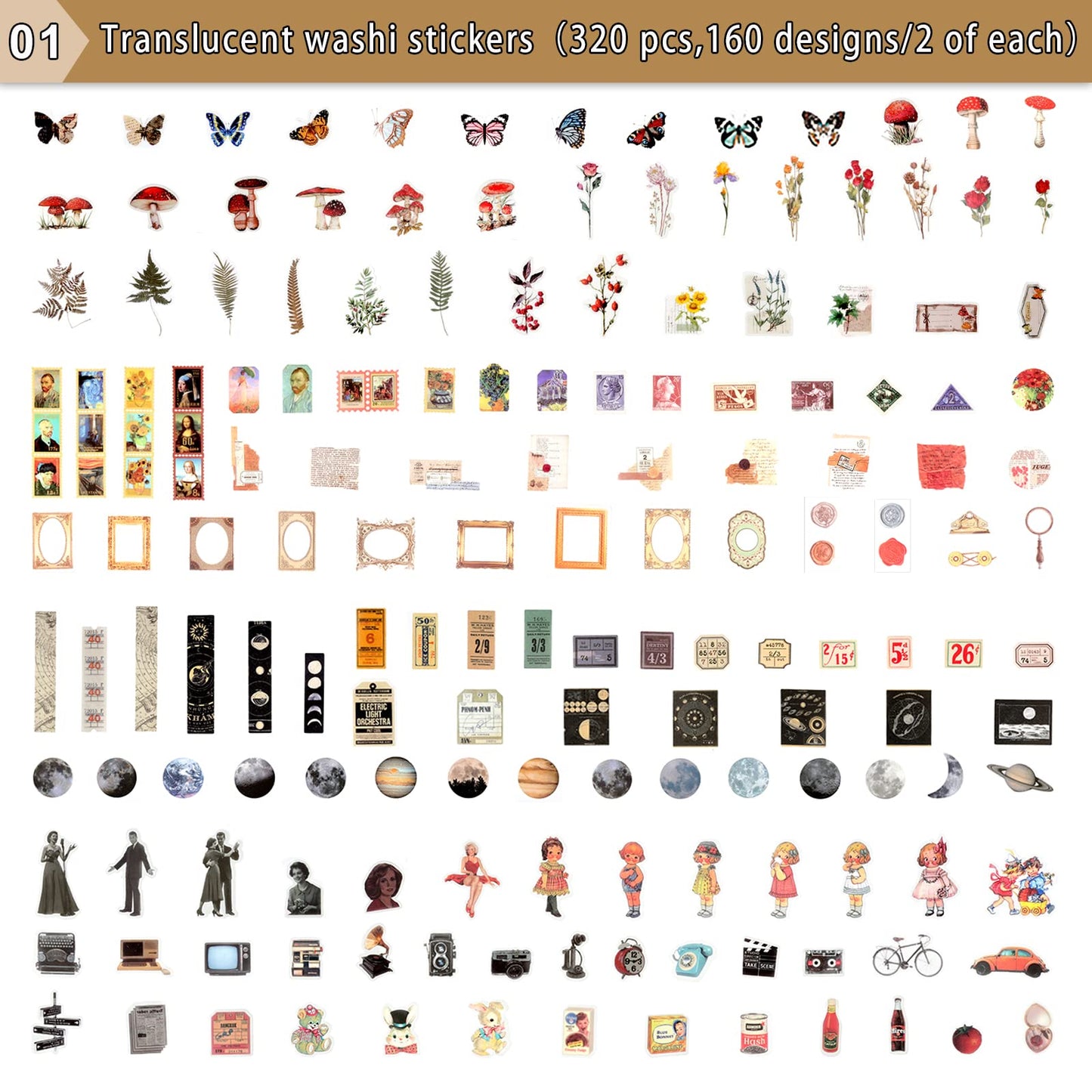 Draupnir 800pcs Vintage Junk Journal Supplies,Scrapbook Supplies Scrapbooking Paper and Stickers Ephemera for Art Aesthetic Journaling Kit Collage