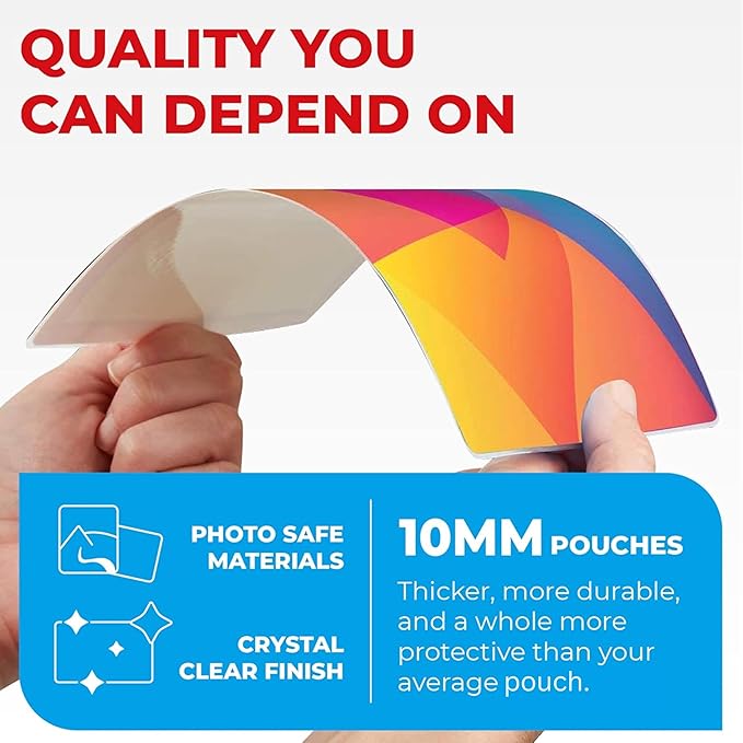 10mil Self-Adhesive Cold Laminating Sheets (120 Variety Count) Letter, Photo, Card, Notecard, I.D. Badge and Business Card Sizes. No Heat, No Machine needed, Easy Self-Sealing Pouches