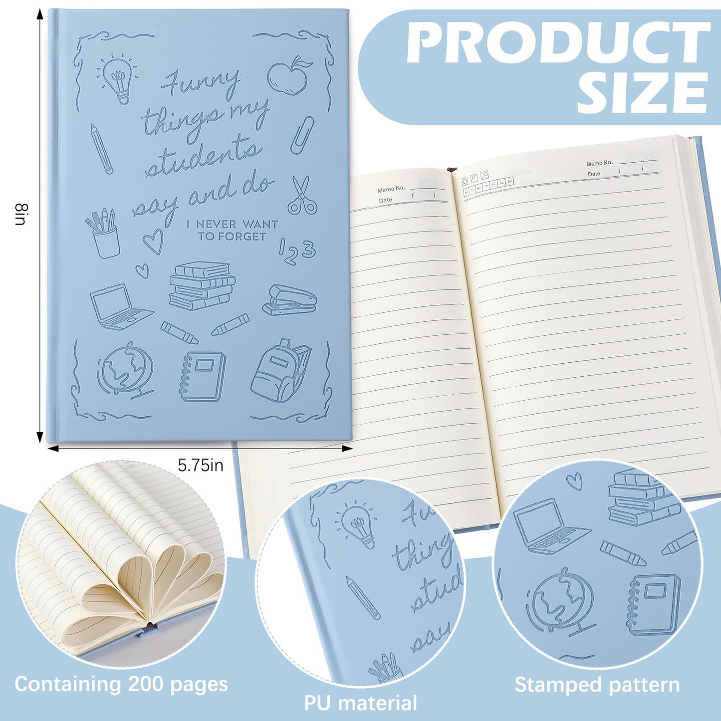 Lerheedi 4 Pcs Teacher Appreciation Gift Notebooks Journal for Women Thank You Teacher Gift 200 Pages Things My Students Say Diary for School Staff Employee Office Supplies(Pastel)