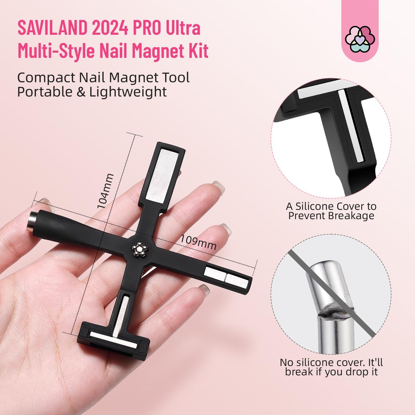 SAVILAND 3 Sets Nail Stand: Magnetic Nail Holder for Painting Nails with Reusable Putty 40pcs Nail Stand for Press On Nails Cat Eye Polish Magnet Set 2024 5 in 1 Multi-Function Cat Eye Nail Magnet