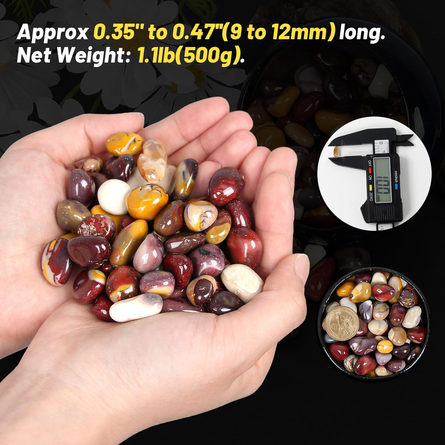1.1lb Natural Crushed Mookaite Jasper Crystal Tumbled Chips-Healing Crystals Chips Bulk, Crushed Crystal Gemstones for Crafts, Beautiful Package for Gift (Mookaite Jasper)