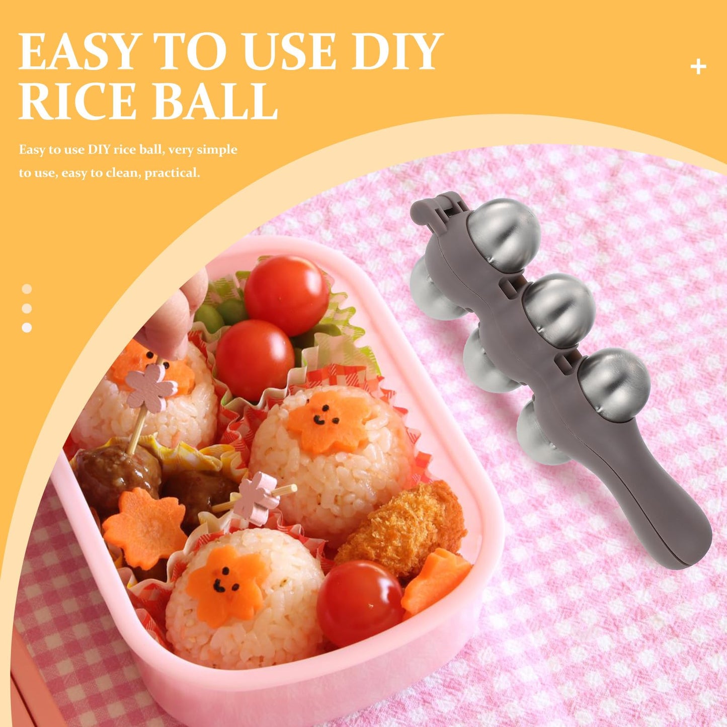 New Housewarming DIY Rice Baller Shakers Rice Ball Molds Lunch Maker Mould Sushi Maker Mould with a Mini Rice Paddle Onigiri Mold Ball Shaped Kitchen Tools Food Decor for 1 Set