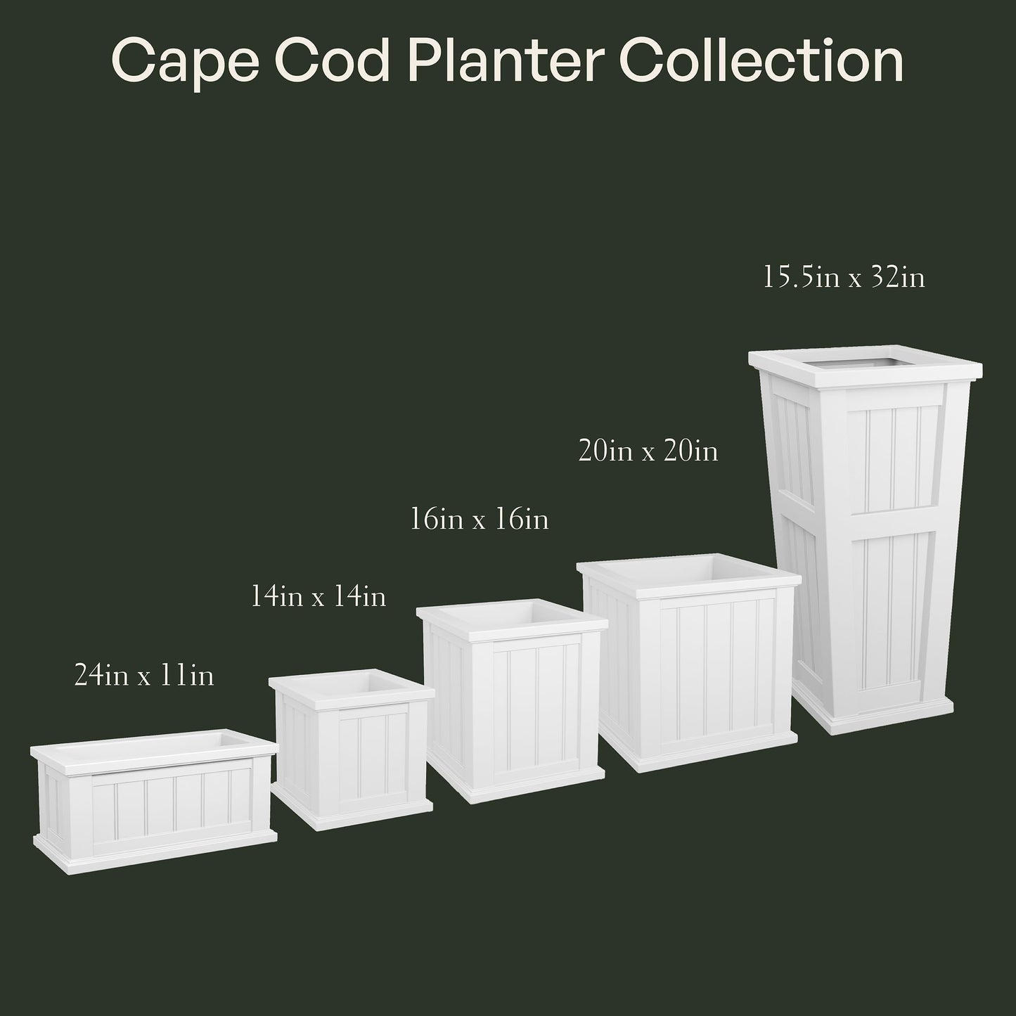 Mayne Cape Cod 14-Inch Square Planter – Self-Watering, Weather-Resistant Planter for Flowers – Durable Outdoor Design for Patio, Porch, or Entryway