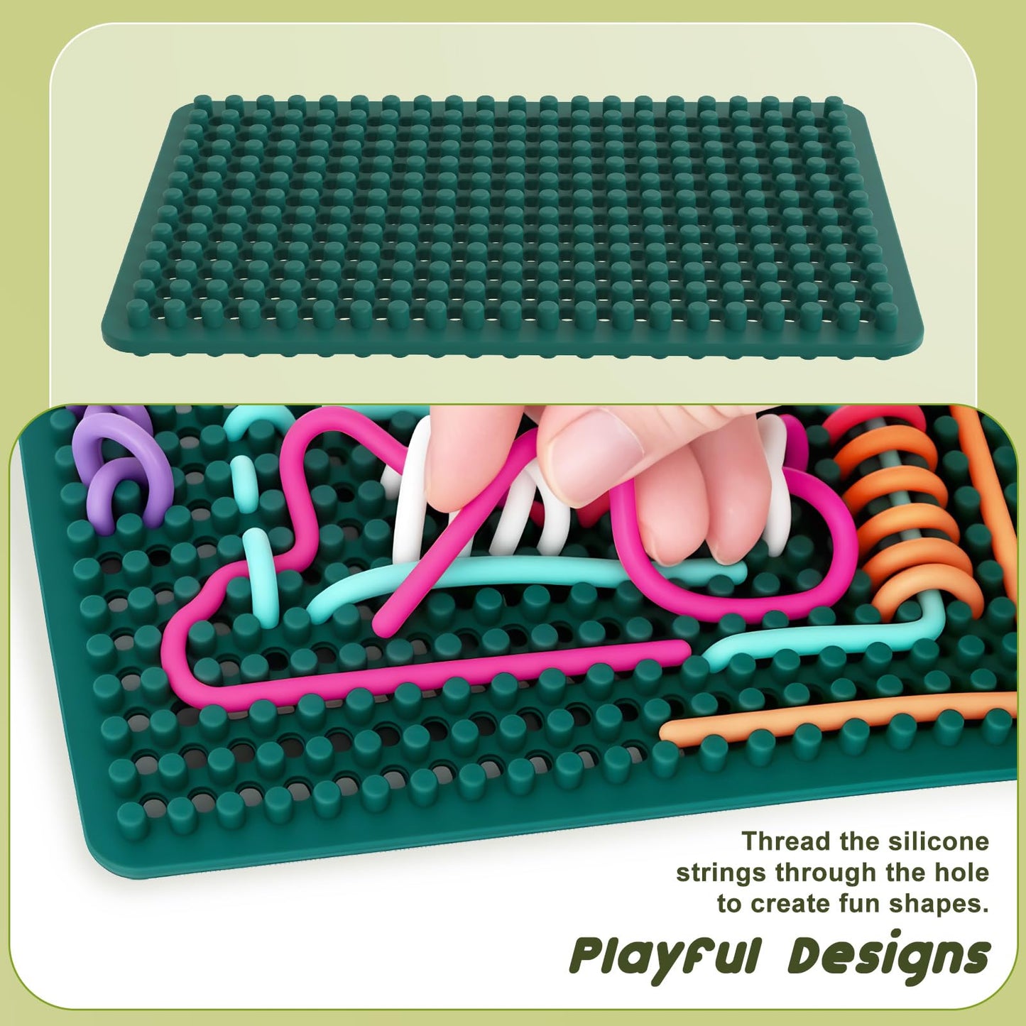 Silicone Fidget Toys for Kids, Sensory Activity Knitted Board for Stress Relief, Calming, Focus, ADHD and Autism, Sensory Travel Toys for Kids 3+ & Adults with 20 Strings