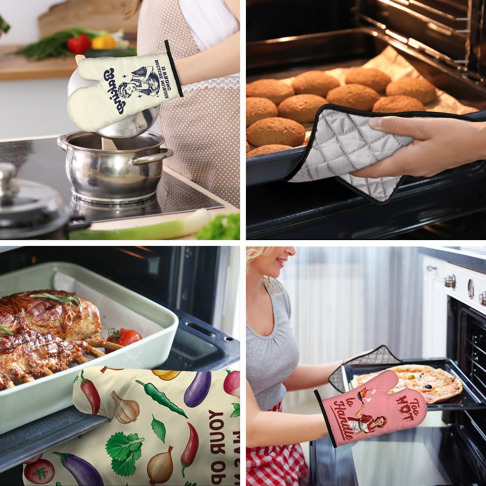 DYJYBMY Time to Make The Biscuits Funny Cat Oven Mitts and Pot Holder Set, Cute Kitchen Gadgets for Pet Lover, Housewarming Gifts for Cat Mom Dad, Bake Lover Gifts for Mom Dad Wife Husband BFF (LLS)