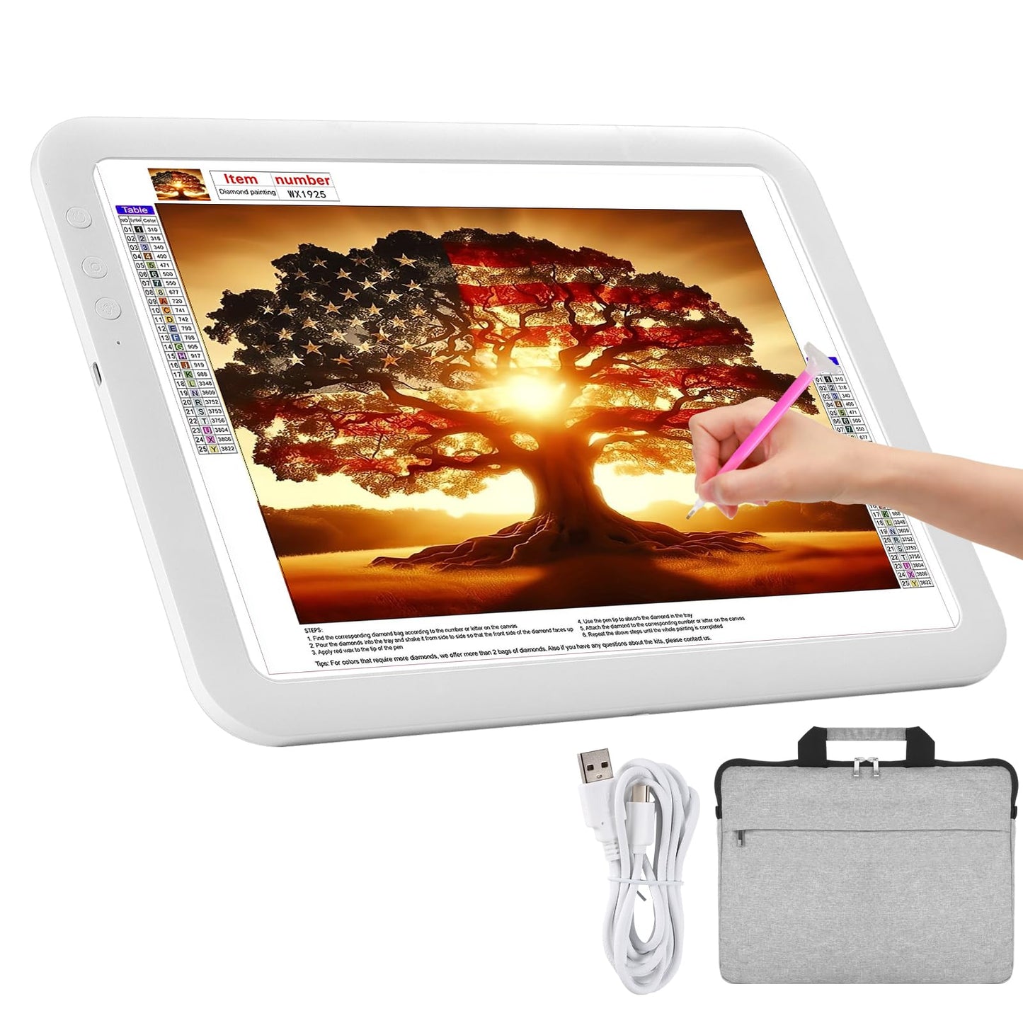 Rechargeable A3 LED Light Box with Carry Bag, elice Wireless Lightbox Drawing Light Table Light Pad Light Copy Board for Artist Sketching, Up to 6670 Lux Super Bright Lightpad for Cricut Weeding Vinyl