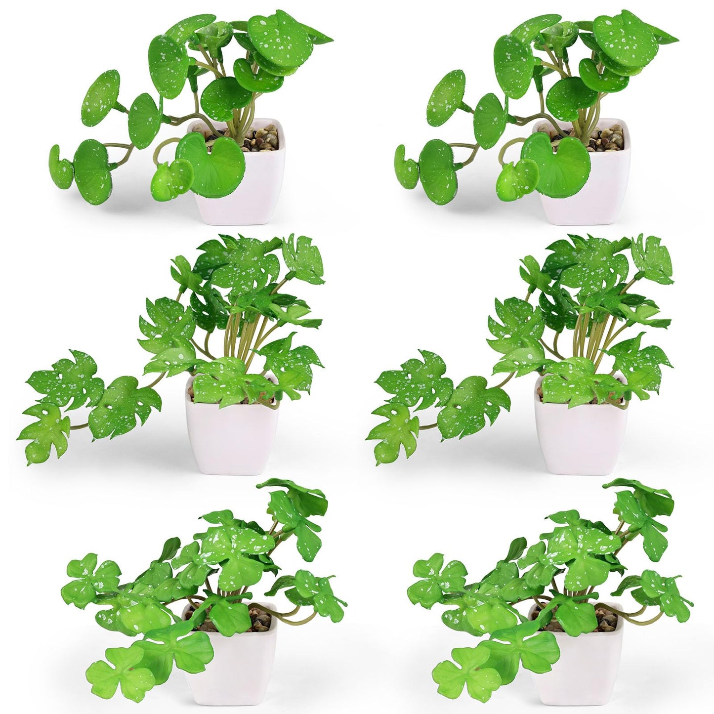 DomeStar 6 Pack Small Fake Plants, Faux Plants Potted 4.5" Tall for Bathroom Shelf Home Decor