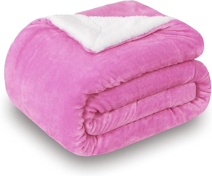 SOCHOW Sherpa Fleece Throw Blanket, Double-Sided Super Soft Luxurious Plush Blanket Throw Size, Pink, 50x60 inches