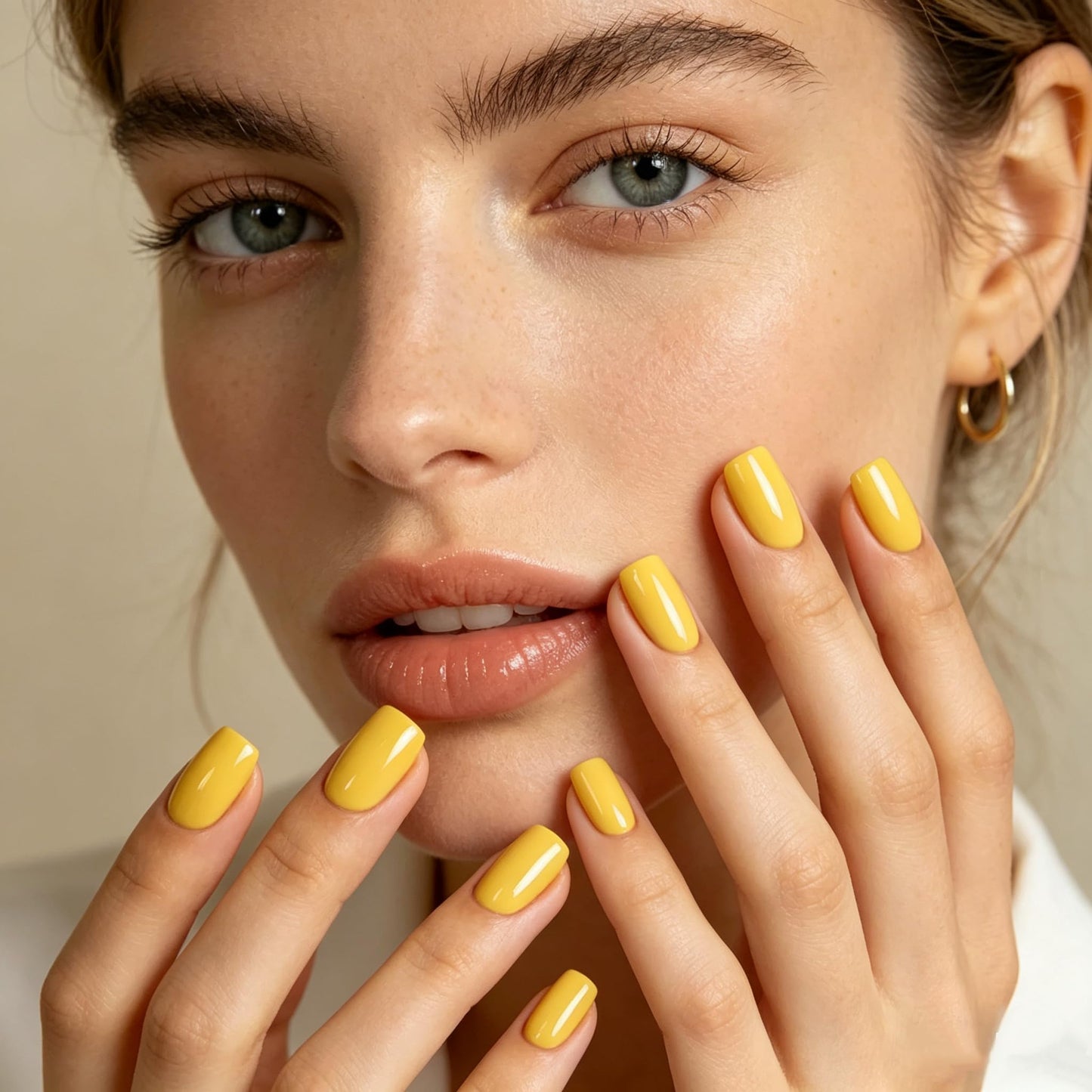 C.Z.Z.T.T.NAILS press on nails Summer Sunshine Yellow Square Round Wearers | Energizing Fingertip Light Up Your Moments