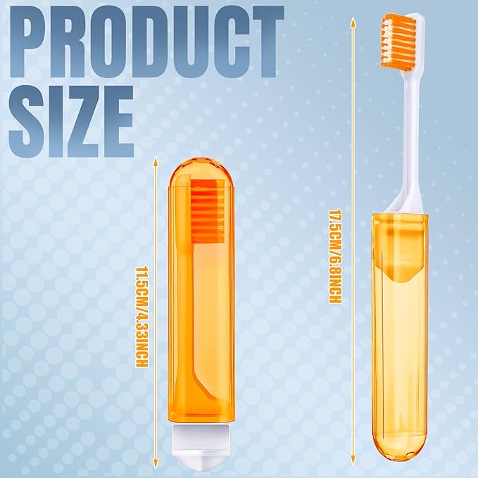 Patelai 4 Pieces Travel Toothbrush Set, Soft Bristle Mini Foldable Tooth Brush with Case, Individually Wrapped Small Portable Travel Size Toiletries Stuff for Camping (Candy Color)