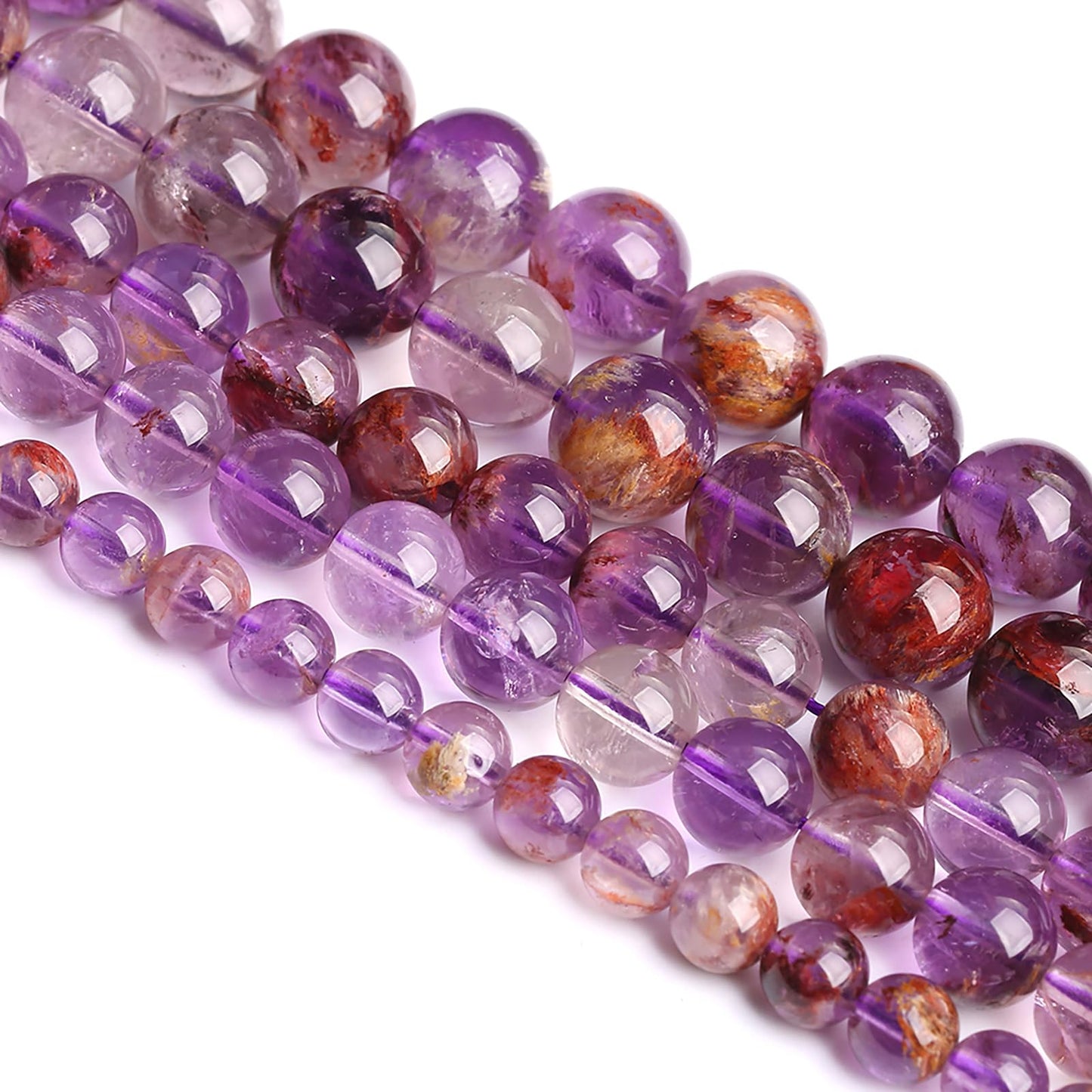 6MM 60PCS Natural Gemstone Purple Ghost Crystal Stone Beads for Jewelry Making DIY Bracelet