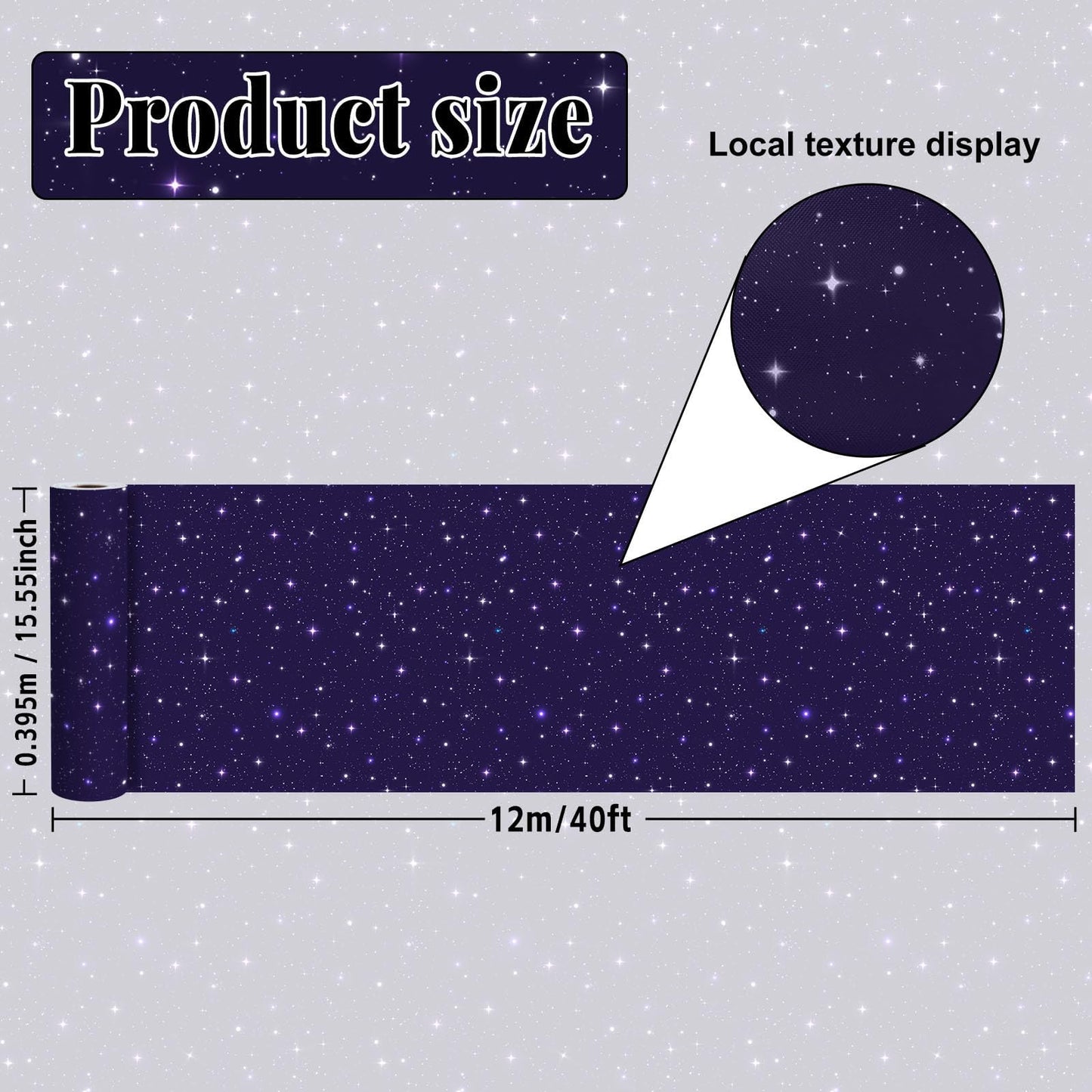 Outer Space Bulletin Board Roll Reusable Waterproof Erasable Night Sky Non-Woven Fabric Bulletin Board Fade Resistant Wrinkle Resistant Galaxy Planet Poster for Classroom Decor Wrap Craft 15.5" x40ft