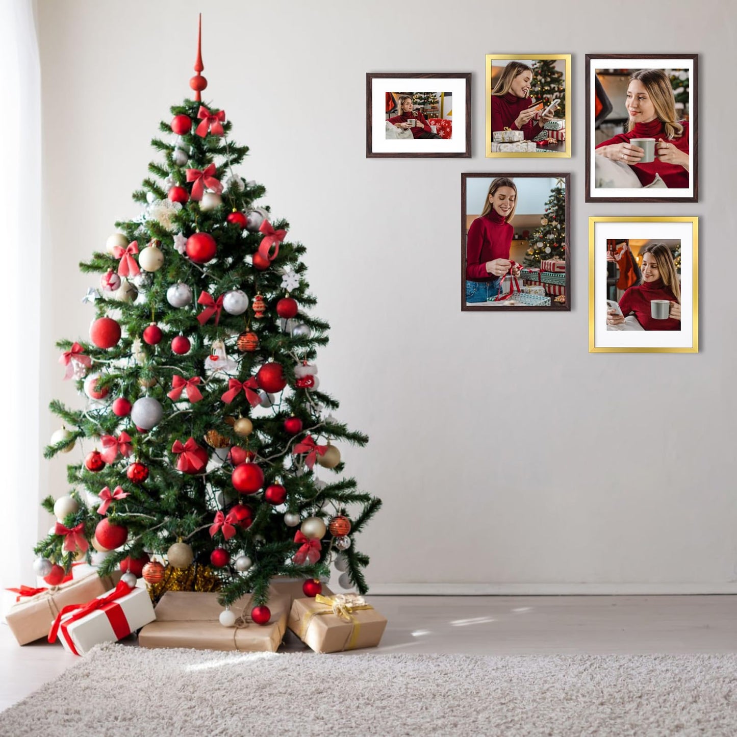 BSRHOME Picture Frame, Set of 2 - 12x16 with Plexiglass, Brown - Tabletop & Wall Mount, Matted, Classic Style, Ideal Gift for Special Occasions