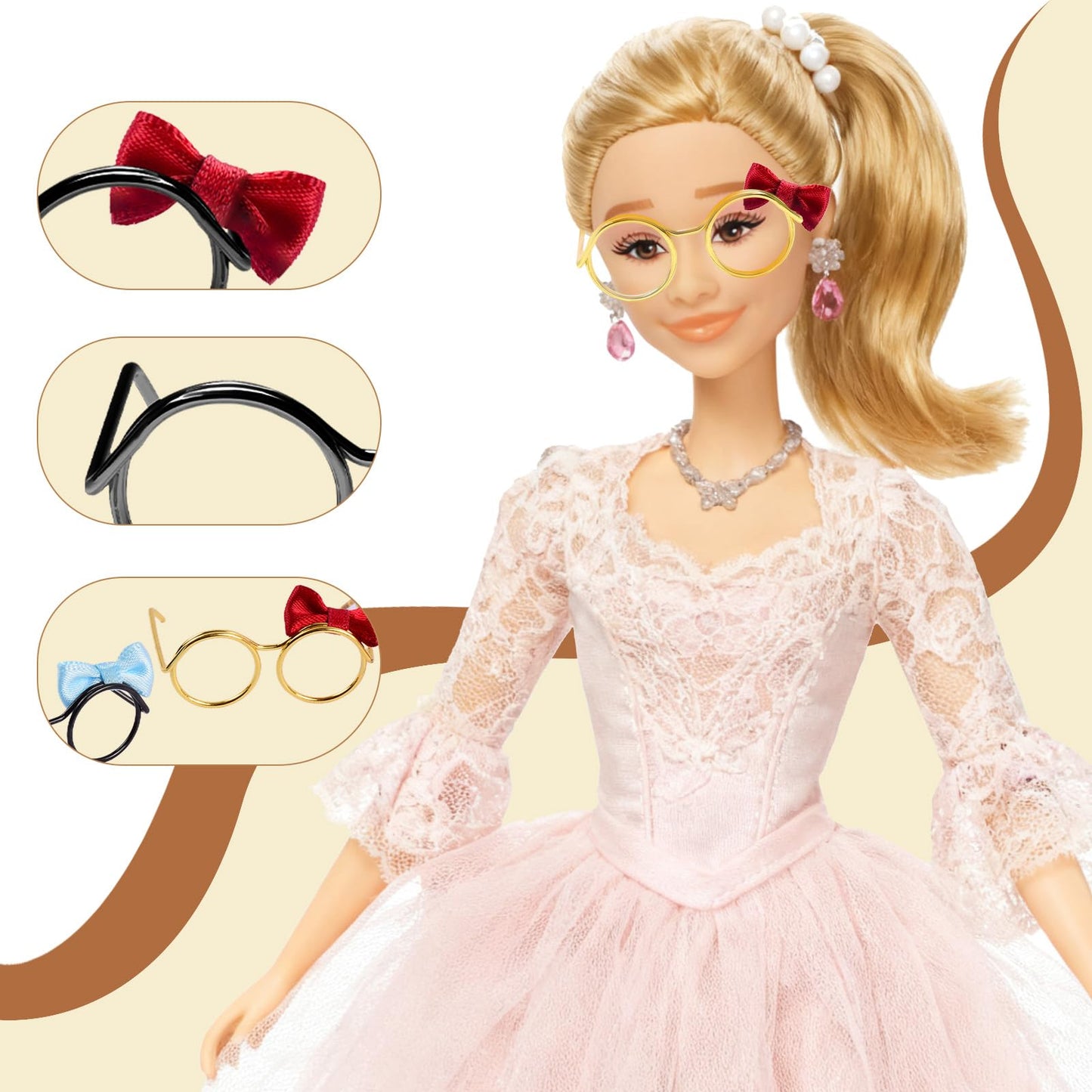 WANIGIF 10 Pcs,Doll Glasses,Mini Metal Wire Rim, Tiny Mini Glasses For Dolls, Plush Dolls Accessories,For Doll Costume,Dolls Dress Up(5 Black + 5 Gold)