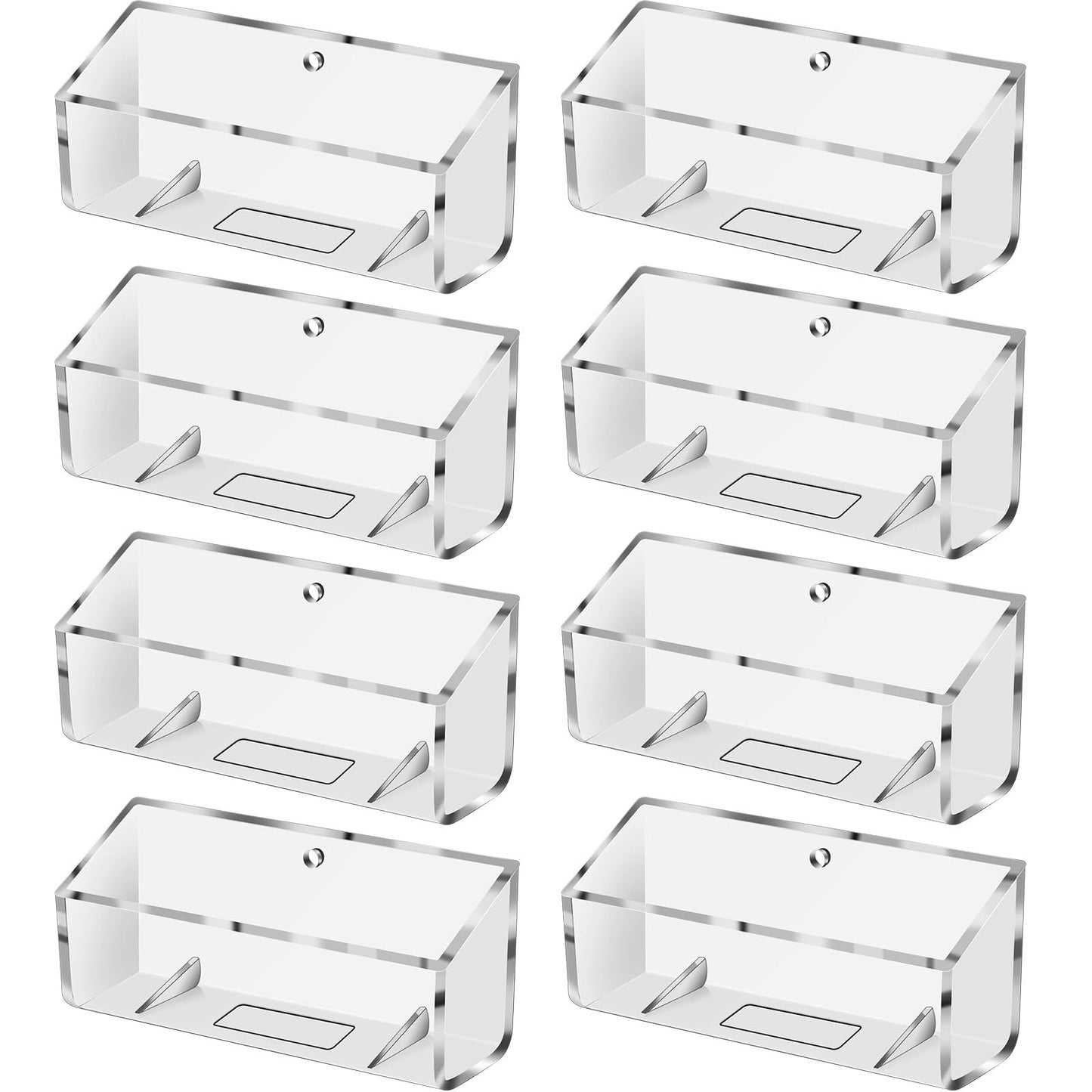 Eersida 8 Pcs Business Card Holder Wall Mount Clear Acrylic Display Stand for Office Desk Fits Standard Size Business Cards - Plastic Support Parts Need to Be Assembled at the Bottom