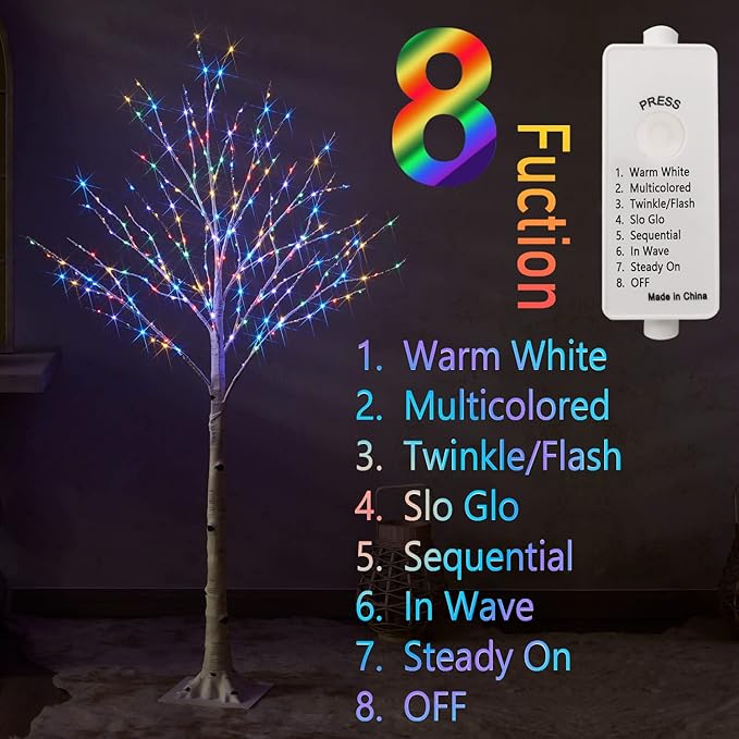 Fudios Lighted Birch Trees for Decoration 4FT Light up 200 LED Faux White Tree Plug in Artificial White Christmas Decor for Home Inside Xmas Wedding Party Gift Outdoor
