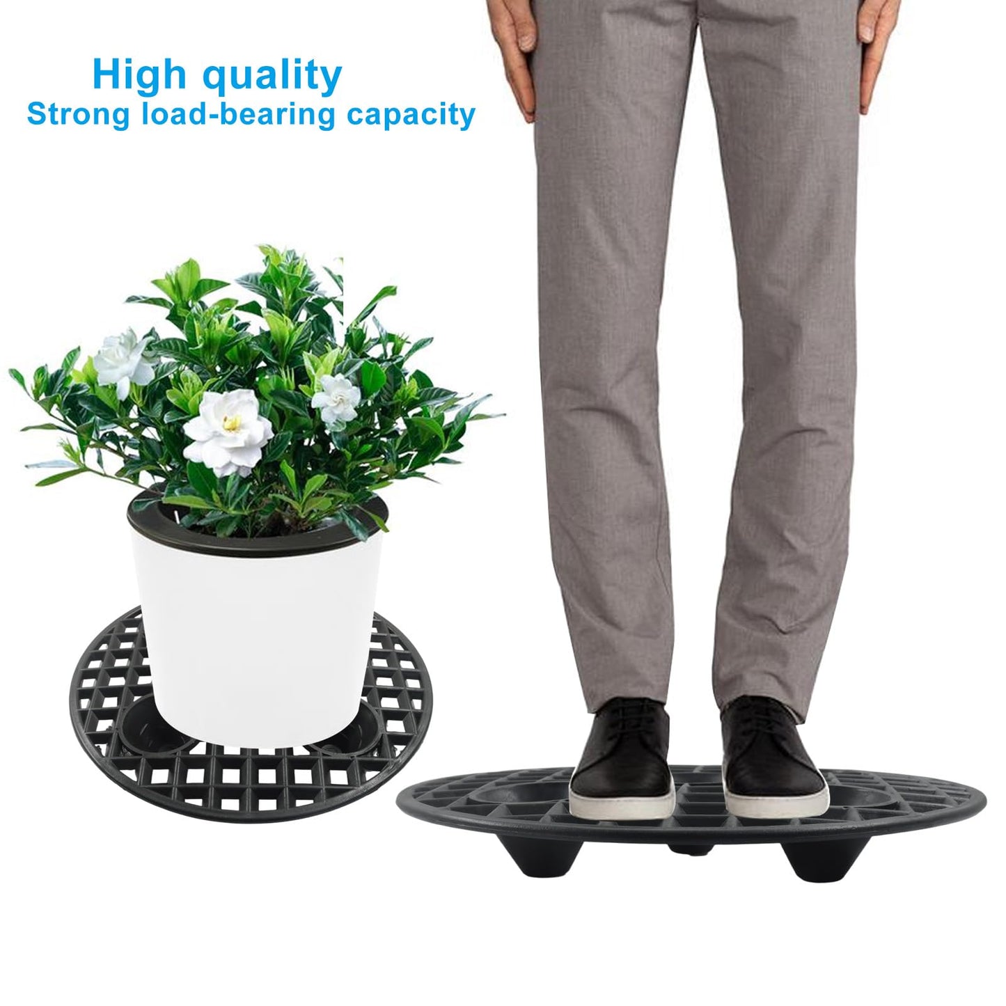 Moicstiy 8 Pcs Plant Level Pot Elevator Stands, 8"&12" Black Plant Saucer Risers for Prevent Damage on Patio, Deck & Floor (Black)