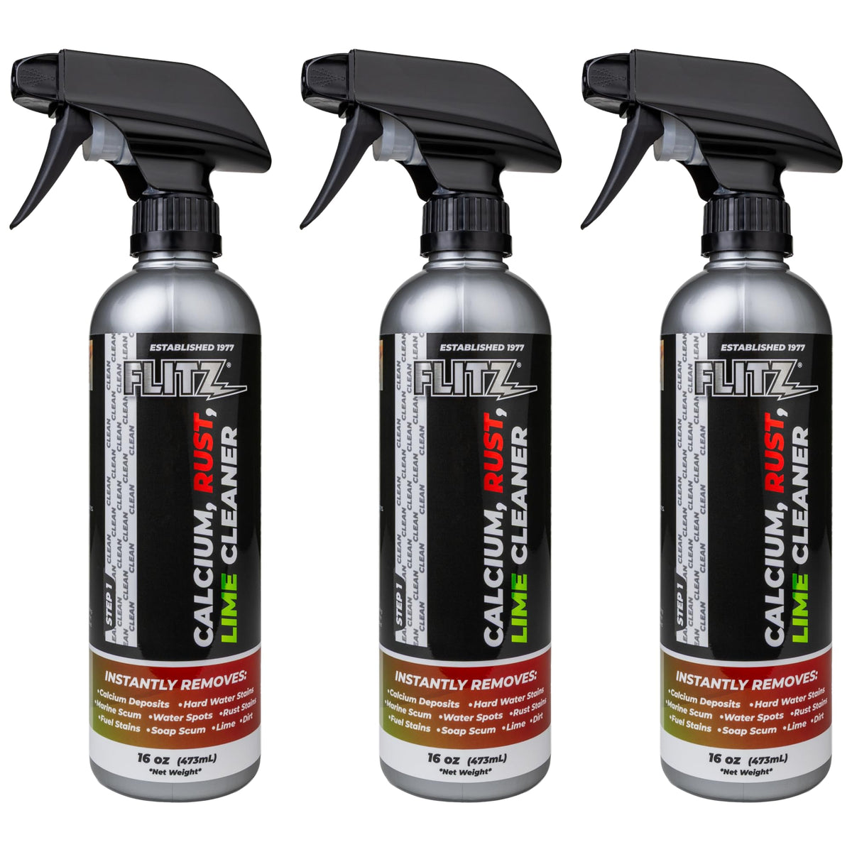 Calcium, Rust, & Lime Remover - 16oz Bottle of USA-Made Limescale Remover for Toilets, Showers, and More - Powerful Spray that Instantly Eliminates Tarnish, Grease, and Other Grime (3 Pack) (48 Fl Oz)