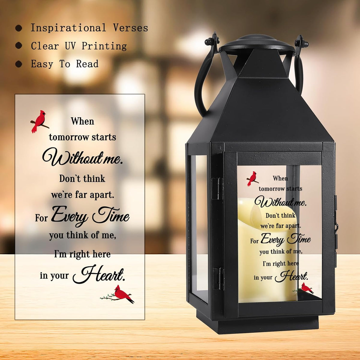 Memorial Lantern, Sympathy Gifts for Loss of Mom/Dad/Loved One, Bereavement Gifts, in Memory of Loved One Lantern,Celebration of Life, Memorial Gifts, Funeral Lantern,When Tomorrow Starts Without me