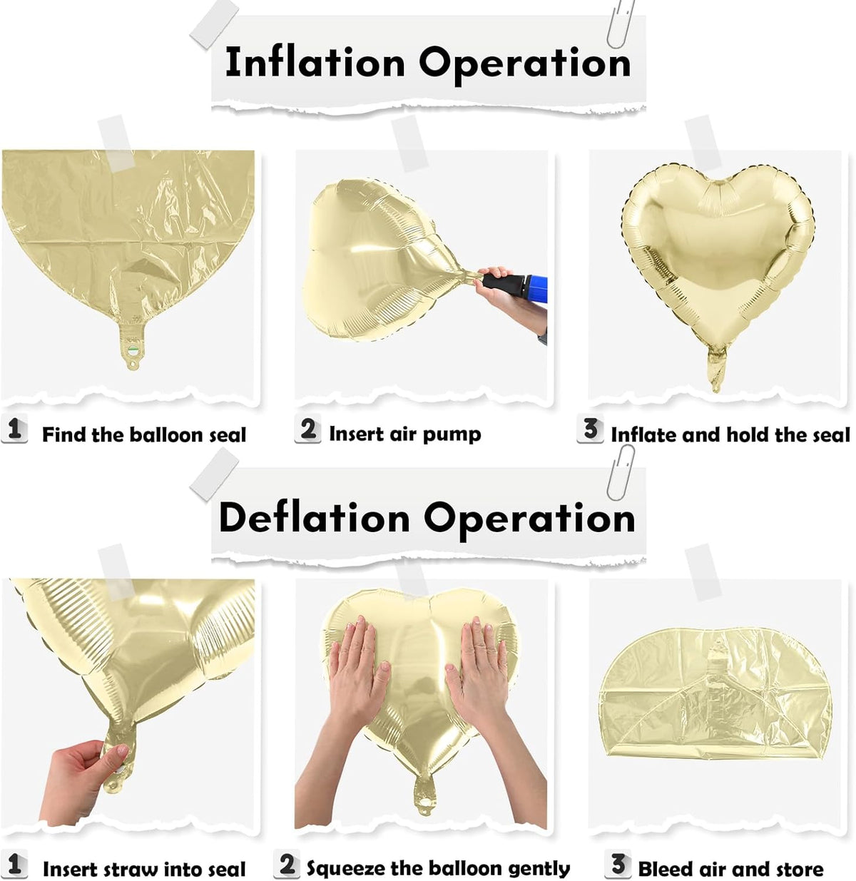 Gold White Foil Heart Balloons, 18 Inch 10 Pcs Pastel Yellow White Mylar Heart Shape Balloons Large Light Yellow and White Heart Balloons for Birthday Wedding Graduation Baby Party Valentines