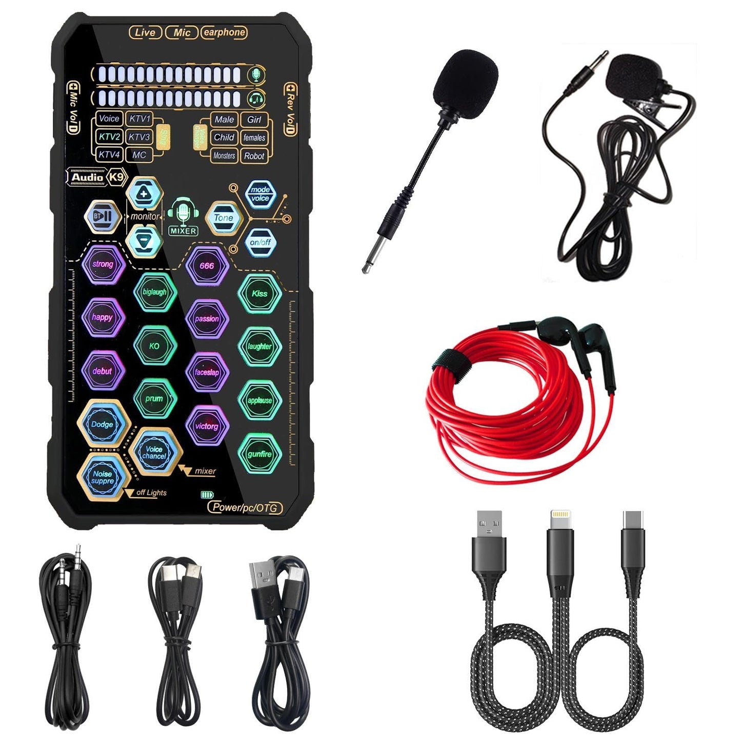Small Handheld Sound Card Set for Podacsting, Broadcasting, Living, Singing, Recording, Gaming with Families, Friends, Gift,YouTube, TikTok