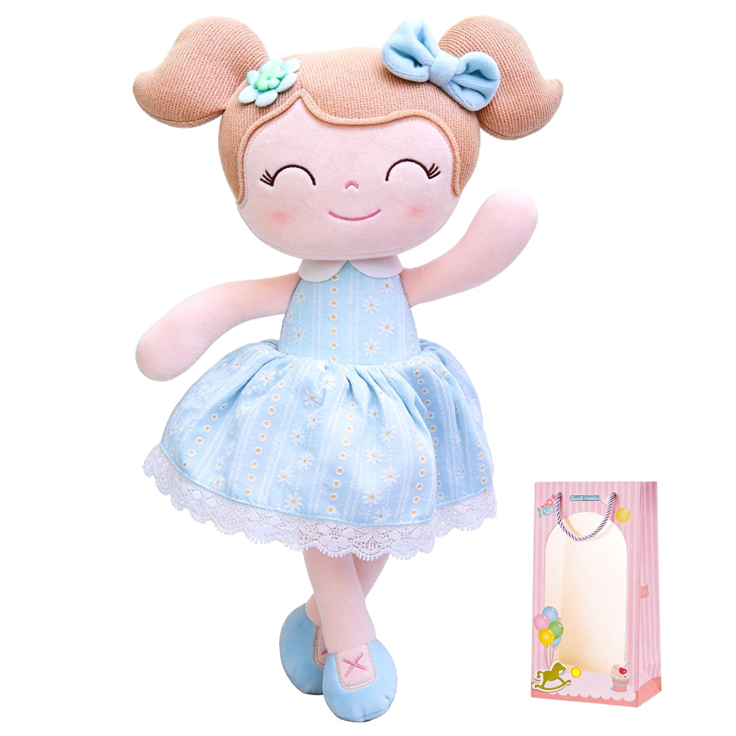 Gloveleya Baby Doll Girl Gifts Cloth Dolls Plush Toy Light Blue