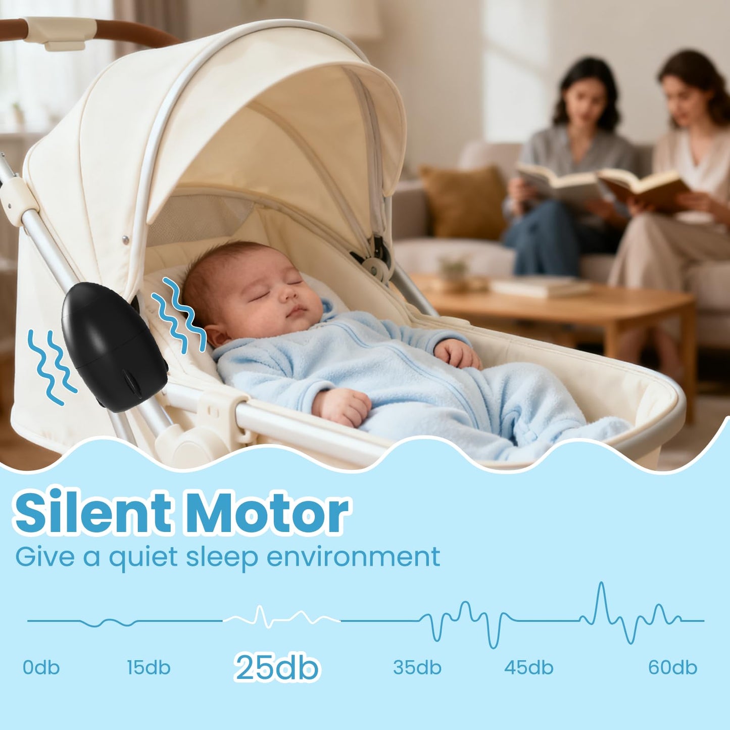 TUWEIPAIKE Portable Stroller Rocker, Baby Vibrating Soother with 5 Speed Settings and 40-Minute Timer - Fits Pushchairs & Prams and Strollers (Black)