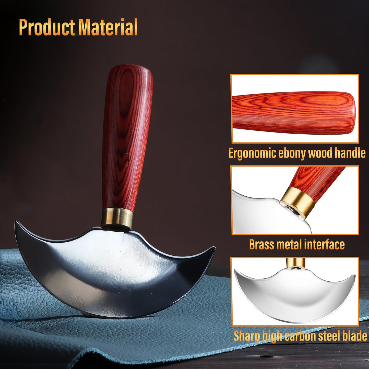 Coowolf Leather Knife with Wooden Handle, Leather Working Tools for Cutting Skiving and Trimming