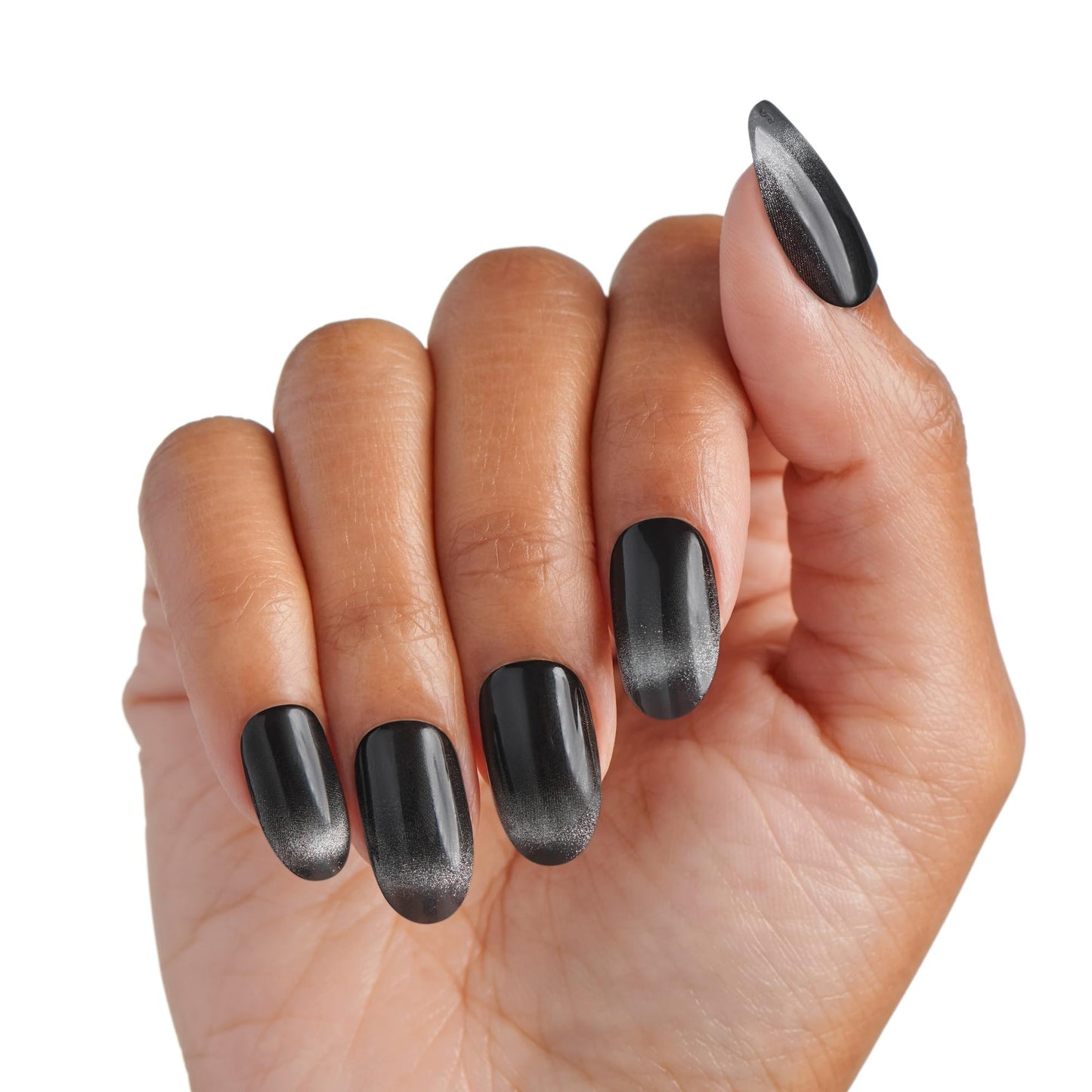 Kiss Impress No Glue Mani Press On Nails, ColorFX, 'Best Wishes', Black, Medium Size, Oval Shape, Includes 30 Nails, Prep Pad, Instructions Sheet, 1 Manicure Stick, 1 Mini File