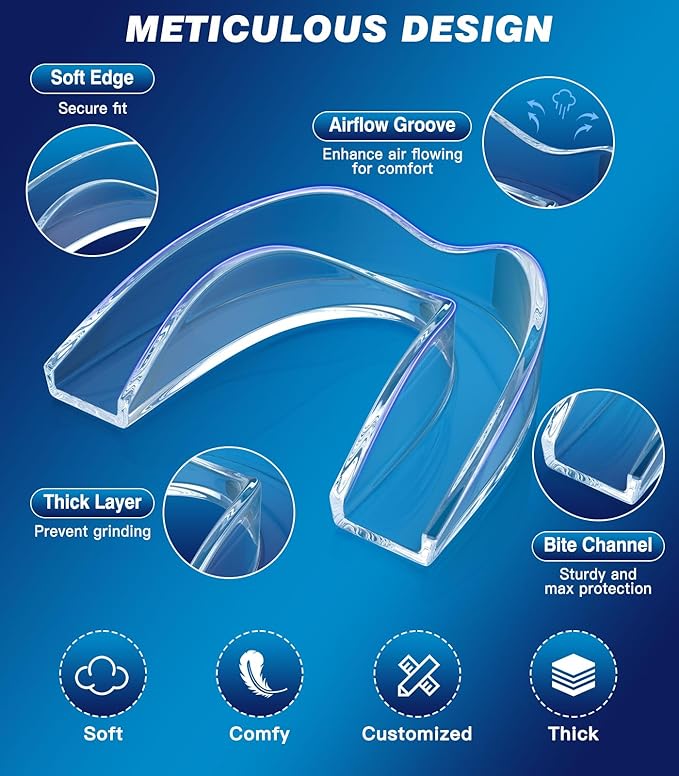 Mouth Guard for Grinding Teeth at Night,Teeth Grinding Mouth Guard for Sleep,Reusable Guard for Sleeping,4 Pack/Small Size,Transparent