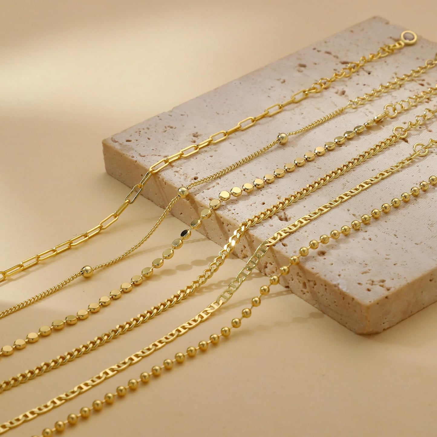 JECOMY Dainty Gold Bracelets for Women - Waterproof Stackable Gold Bracelet Stack Set - Perfect for Stylish Women