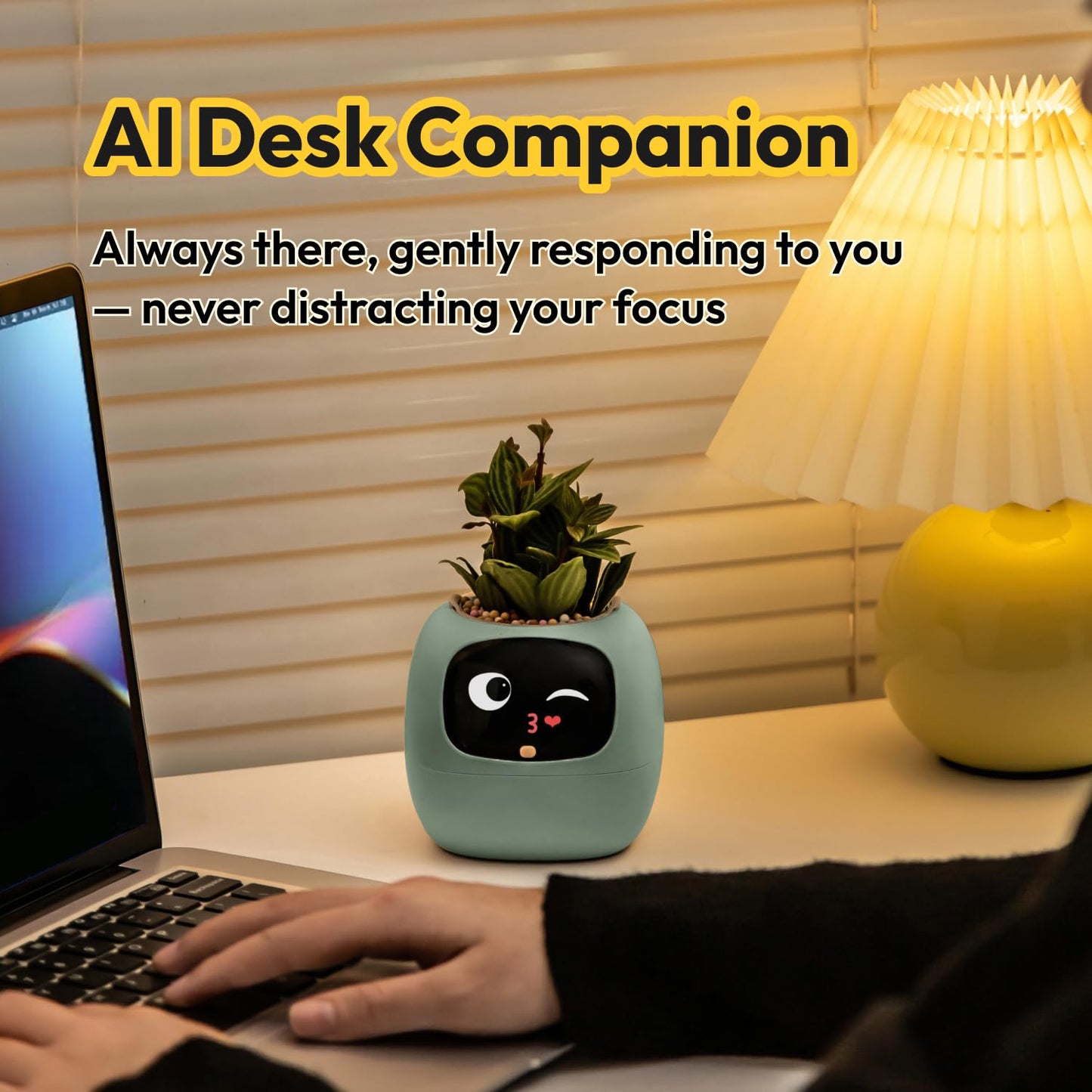 PLANTSIO Ivy Interactive AI Desk Companion, Smart Plant Pet with 100+ Expressions, Cute Indoor Planter for Office Decor, Unique Gift for Plant Lovers & Coworkers(Violet)