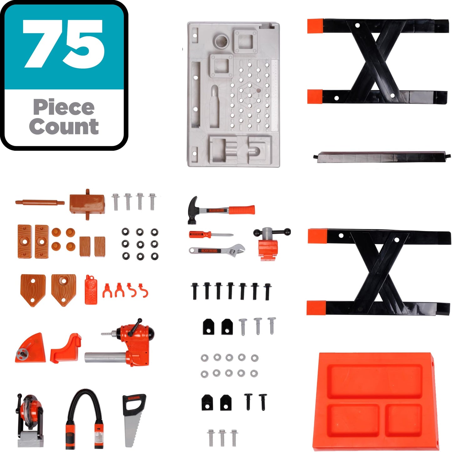 JAKKS Pacific Black+Decker Kids Workbench - Power Tools Workshop - Build Your Own Toy Tool Box – 75 Realistic Toy Tools and Accessories [Amazon Exclusive]