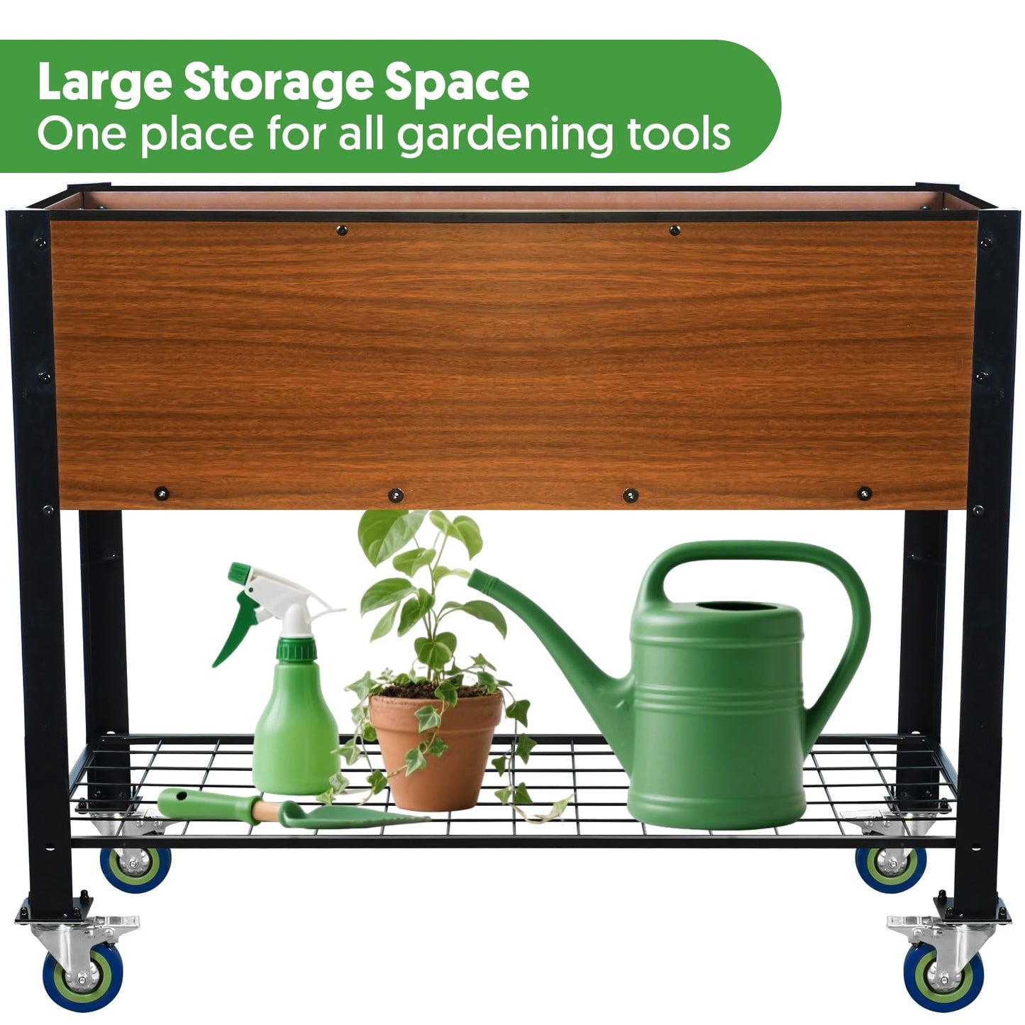The Home Cult Raised Garden Bed with Legs and Wheels, Self-Watering Planter Box, 36x16x30 in Elevated Raised Bed with Drainage Hole, Built to Withstand Sun, Rain, and Wind for Up to 2 Years