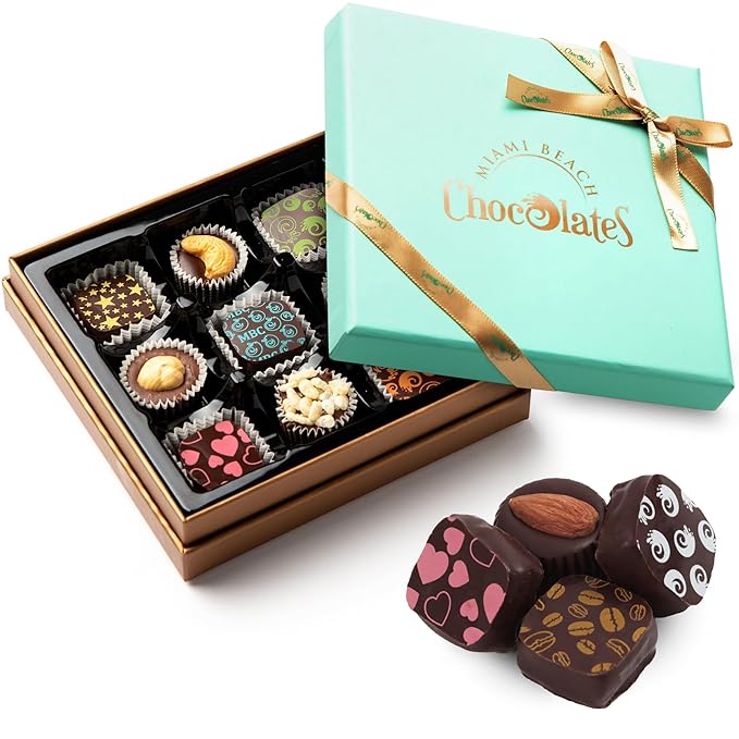 Vegan Dark Chocolate Truffles Gift Box, 9 Pieces of Chocolates Gift Box, Ultimate Assorted Chocolates for Birthdays, Holidays or Corporate Gifts, A Premium Kosher Chocolate Experience for Gifting