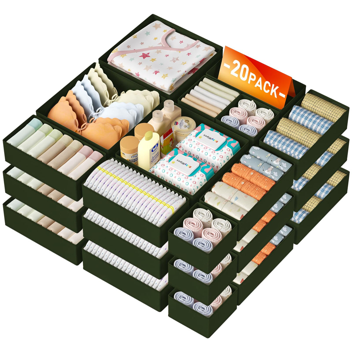Drawer Organizer Clothes Storage (20 Count)
