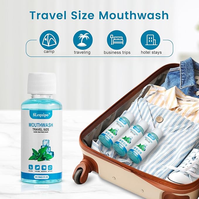 25 Travel Size Mouthwash Bulk Mini Mouthwash, Fresh Mint Portable Mouthwash Individual 1.2oz/35ml Mouthwash Bottles for Travel Toiletry Kits, Blue