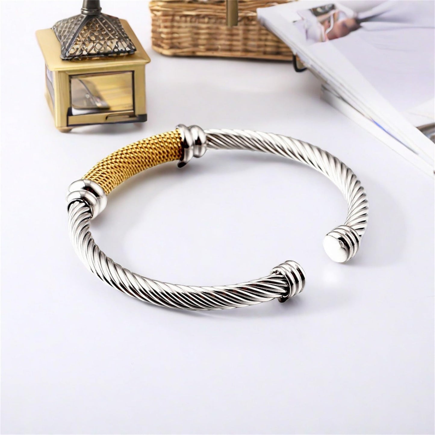 MENGSHA 925 Sterling Silver Bracelet Cuff Bangle Bracelet for Women for Men Chunky Twisted Bangle Bracelet Open Cable Wire Bangle Bracelet Stackble Wrap Bracelet for Women Jewelry Gift for him/her