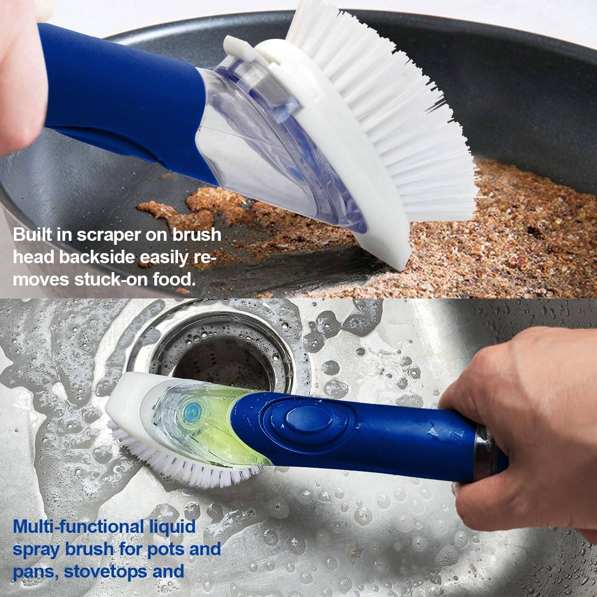 CELOX Dish Brush with Soap Dispenser, Scrub Brush for Kitchen Cleaning