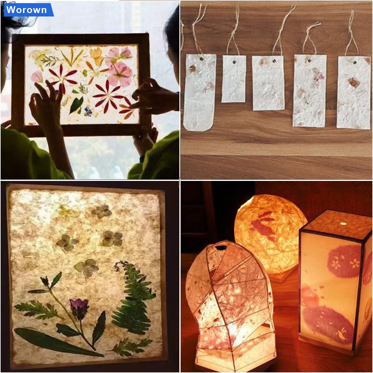 Worown 5 Different Size Wooden Paper Making Screens, PaperMaking Mold and Deckle, Paper Making Frames for DIY Paper Crafts