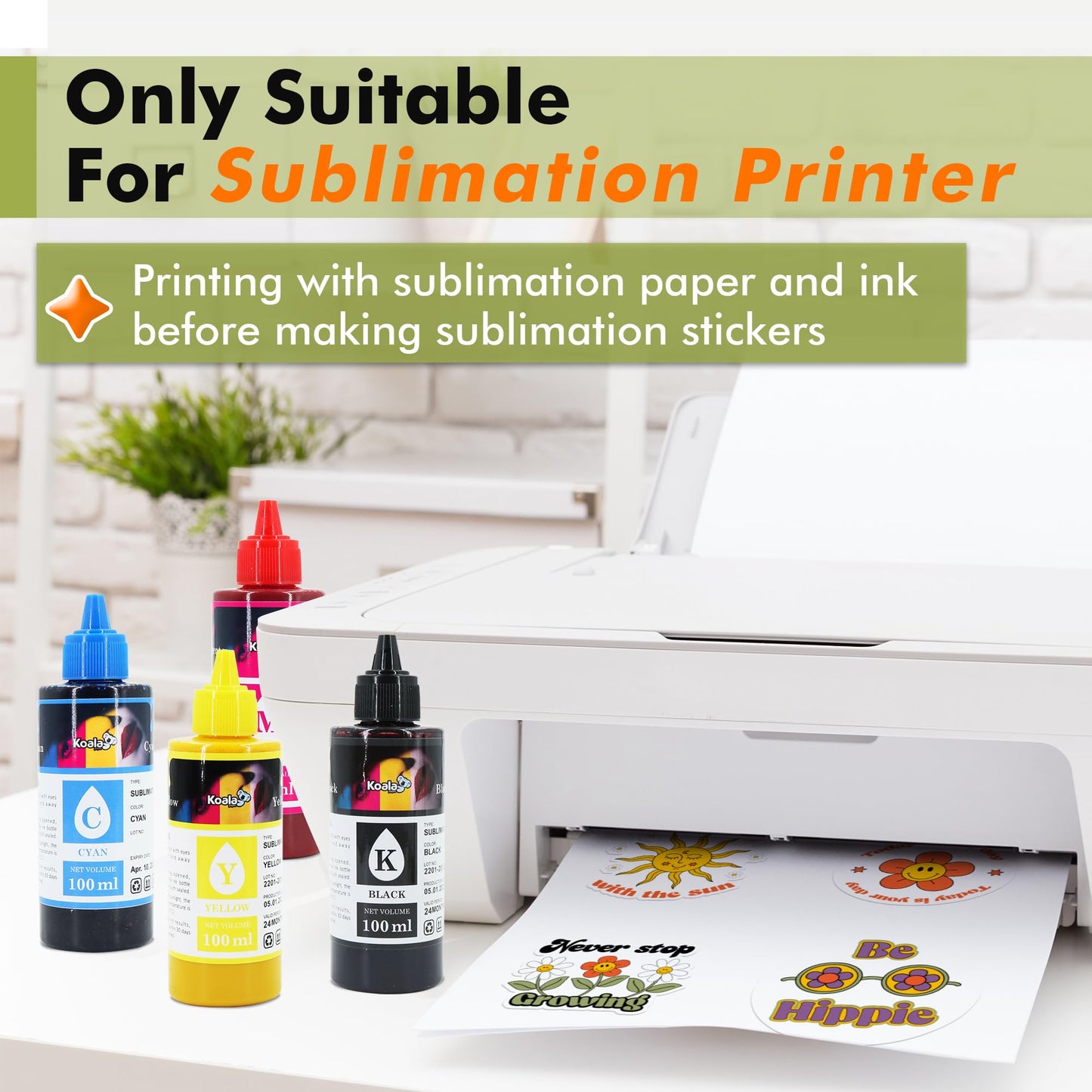 Koala Sublimation Sticker Paper 100% Transparent Waterproof Vinyl 8.5x11 inch 25 Sheets, Quick Dry Vivid Colors Holds Ink Well