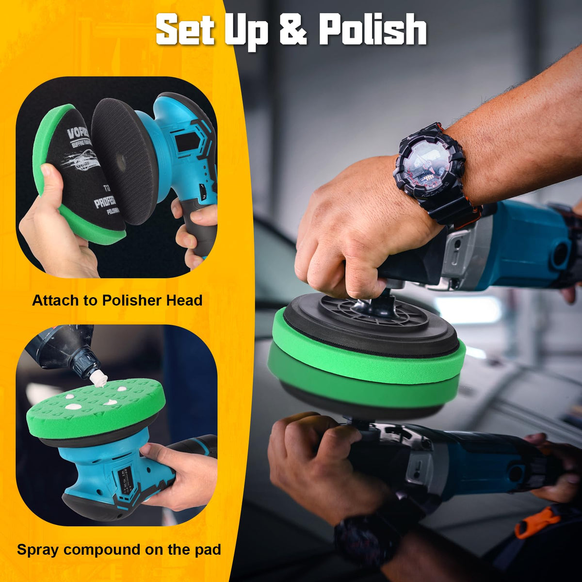 Polishing Pad 7.5 Inch 8 Pcs Foam Buffing Pads Kit with Wool Pads (8 Count)