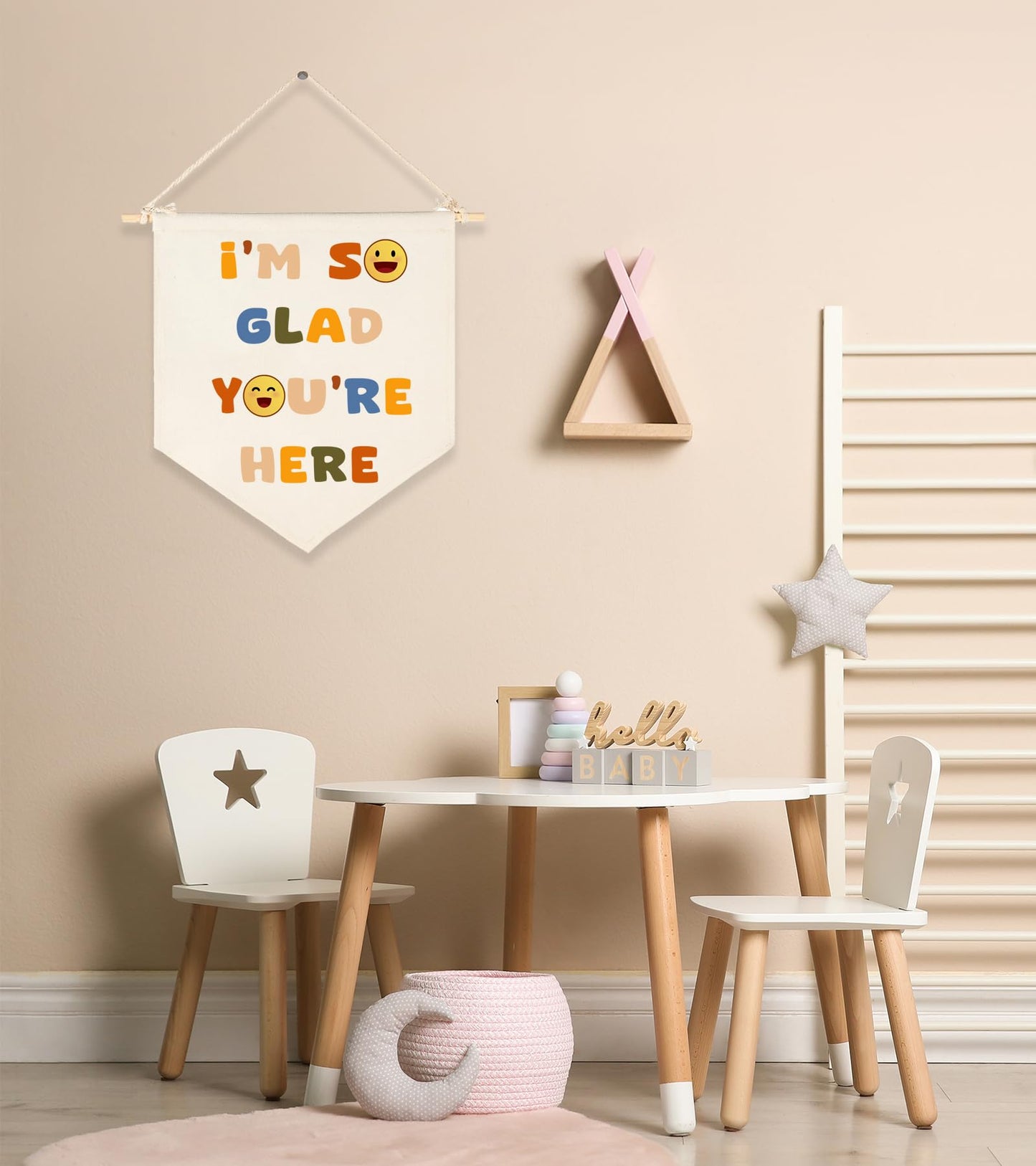 3Pcs Blank Wall Canvas Banners - Blank Pennant Flag Banner& Wooden Dowel &Unbound String - Decorative DIY Wall Decor, Interior Decoration, Baby Shower, Wedding, Graduation,Space,Corner, Classroom Decor,Meaningful DIY Gift