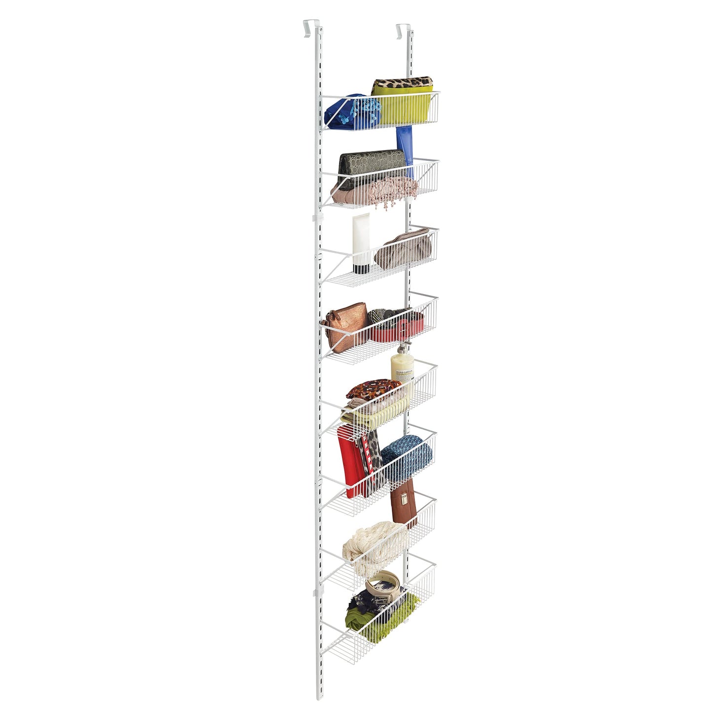 ClosetMaid 97535 Wall or Door Adjustable (8) Basket Organizer, 6.614-Inch D x 77.165-Inch H x 17.992-Inch W, White