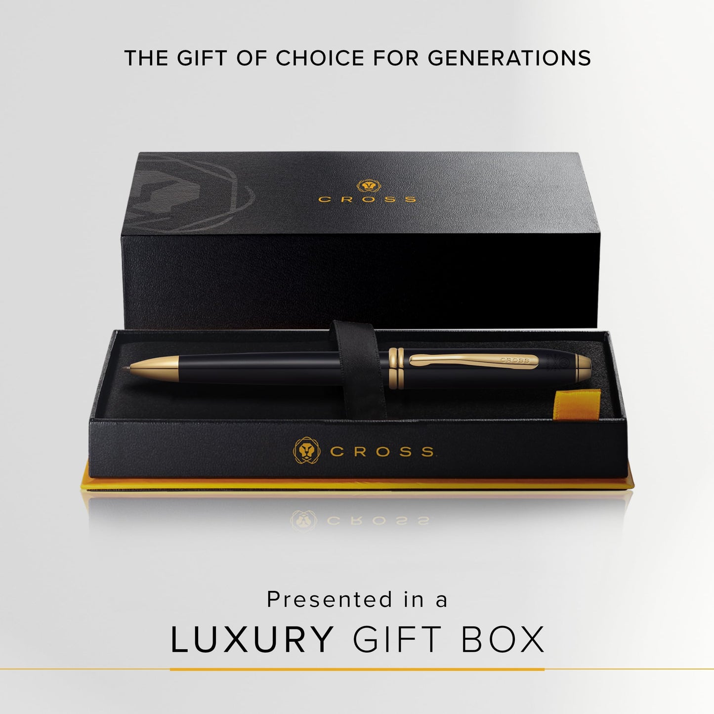 Cross Townsend Black Lacquer Ballpoint Pen with 23KT Gold-Plated Appointments (572TW) by Cross