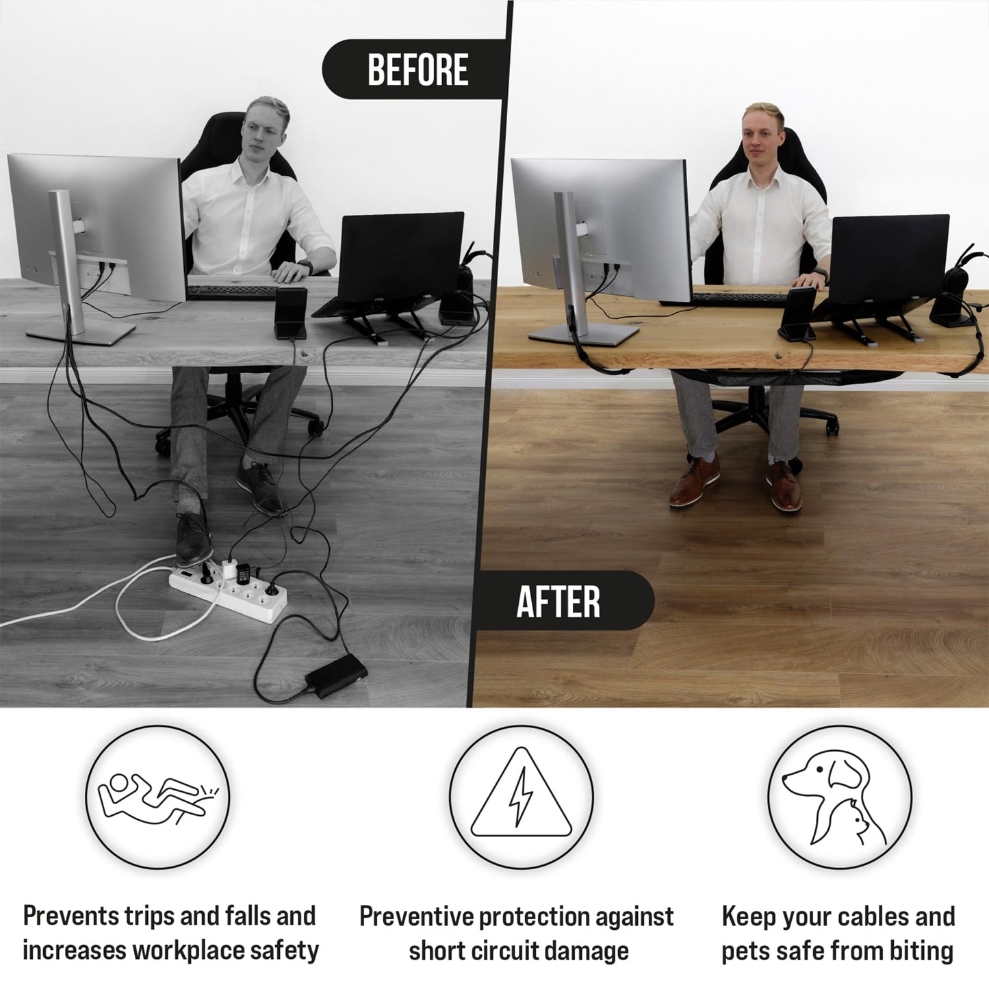 Cable Management net - Under Desk Cable Management Tray - Cable net - Wire Management Under Desk - Cord Organizer