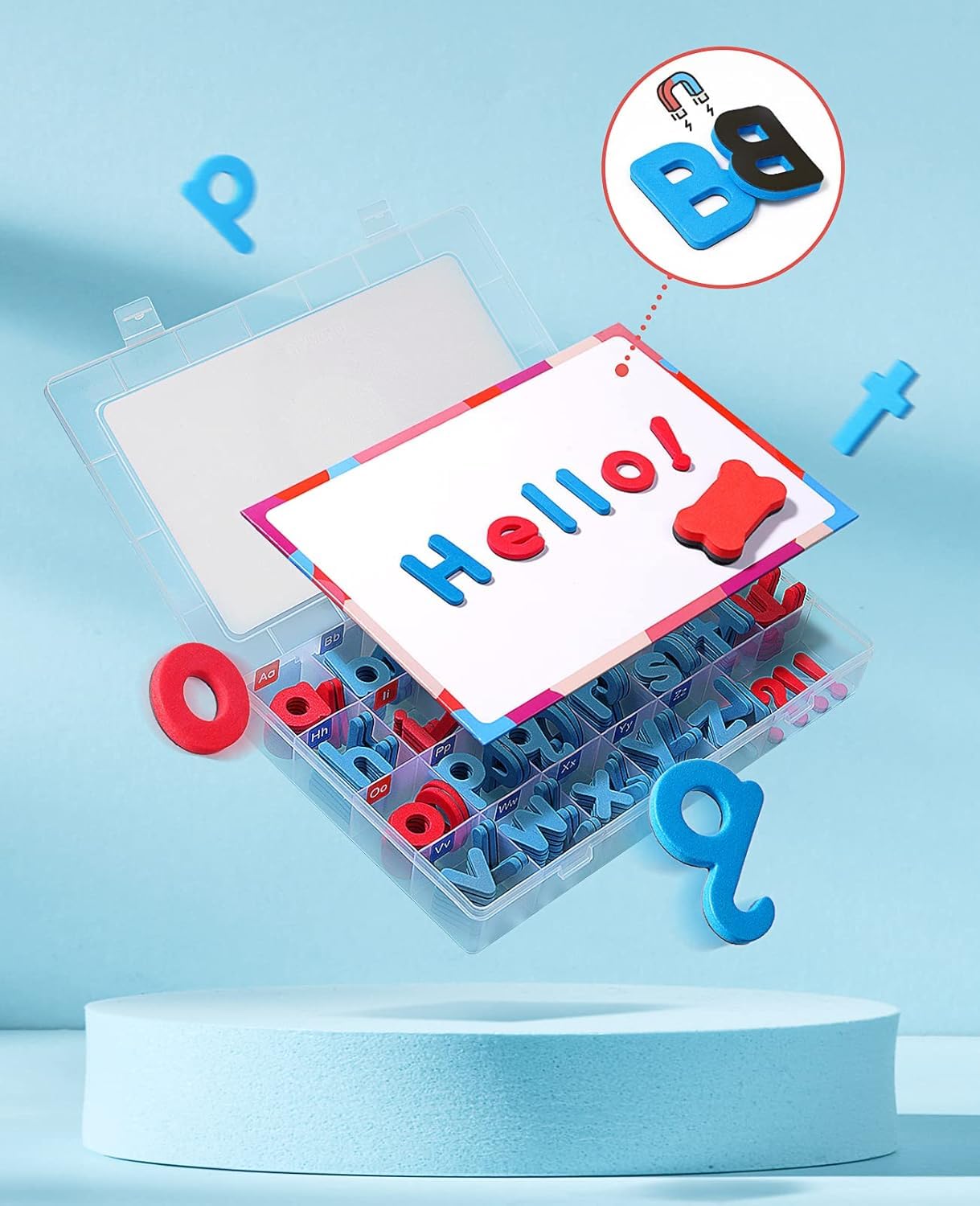 VoSinrly Magnetic Letters 234Pcs with Magnetic Board and Storage Box - Foam Alphabet Letters for Kids Spelling and Learning